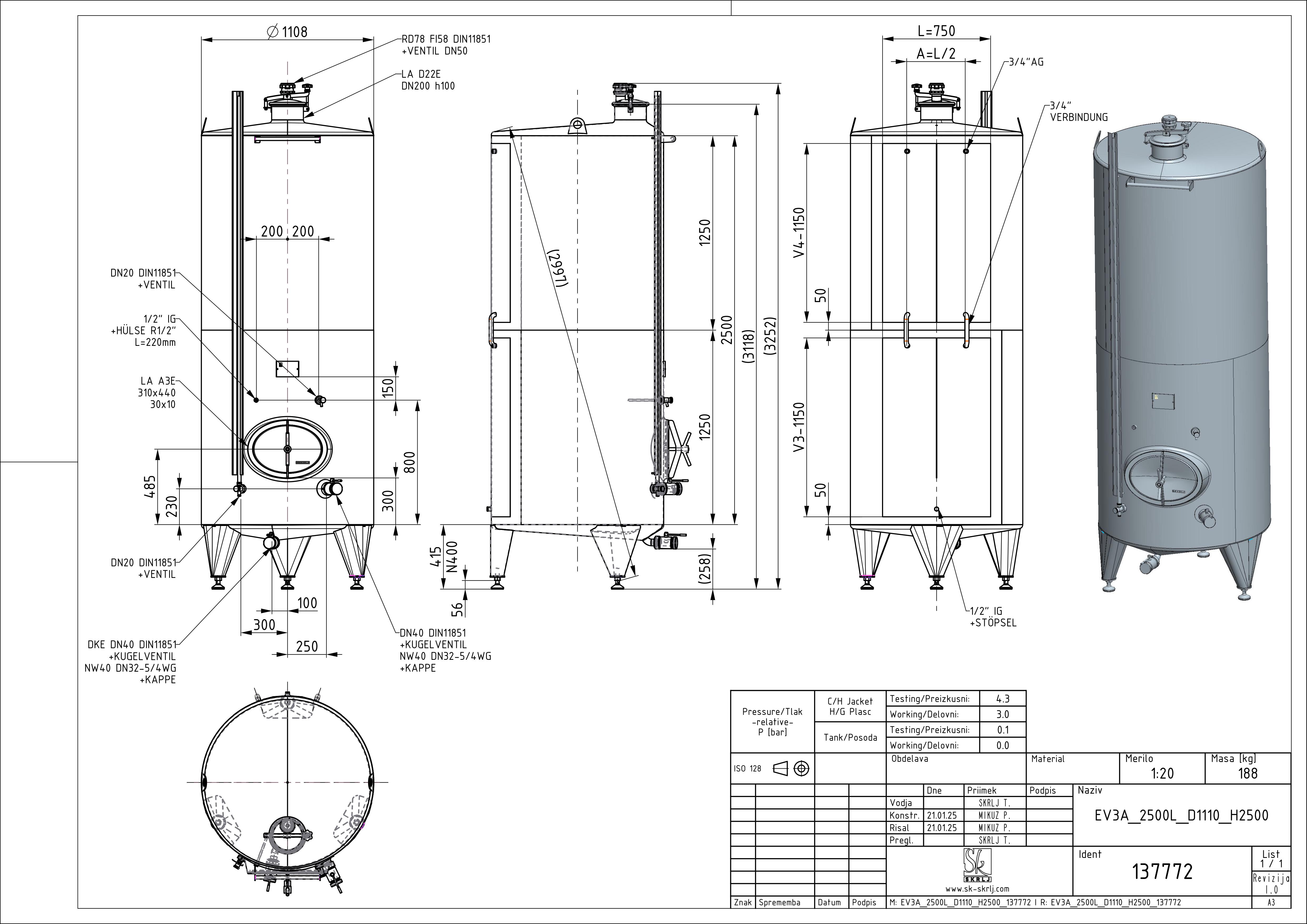 Classic storage tank with double jacket