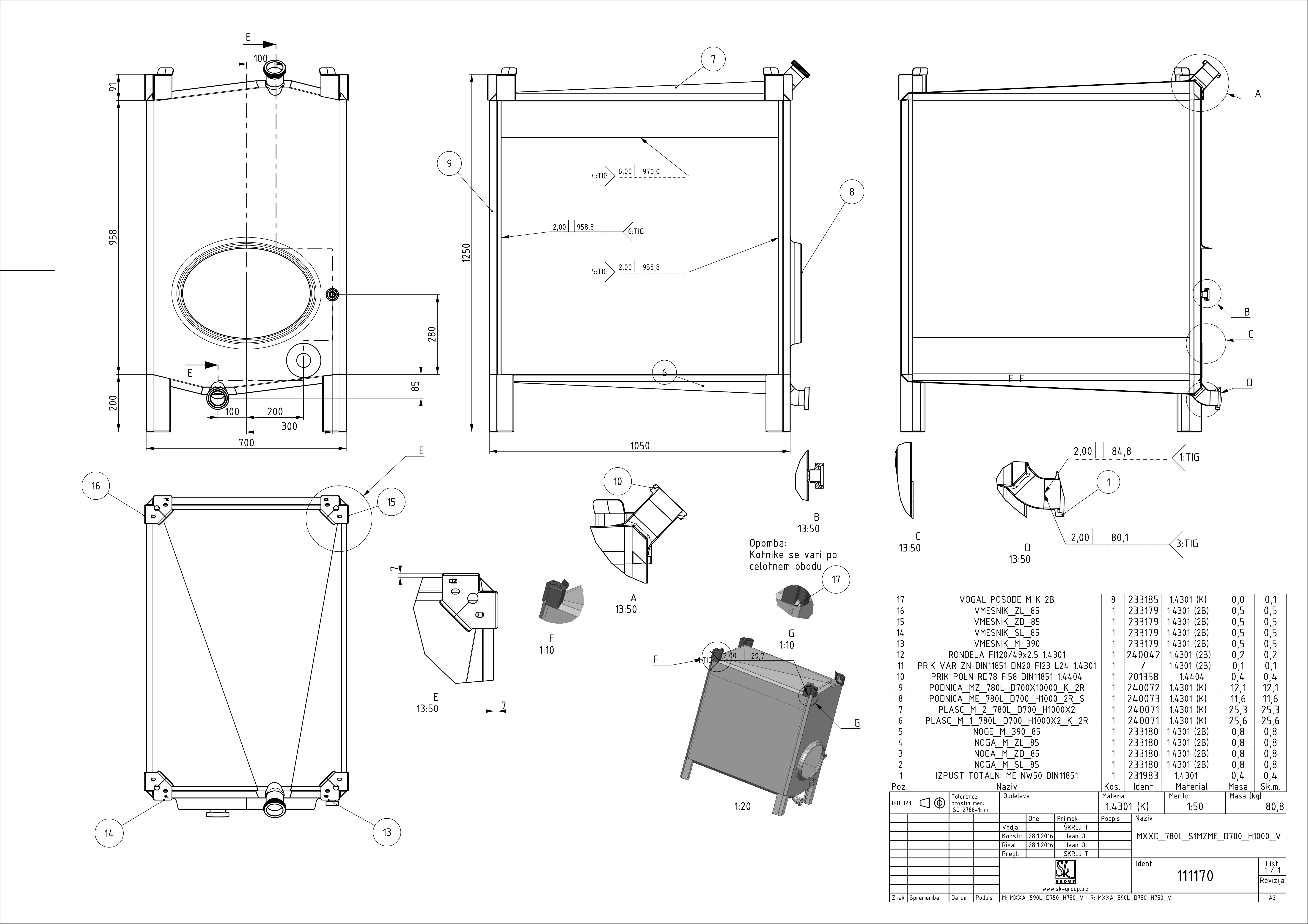 Small rectangular storage tank