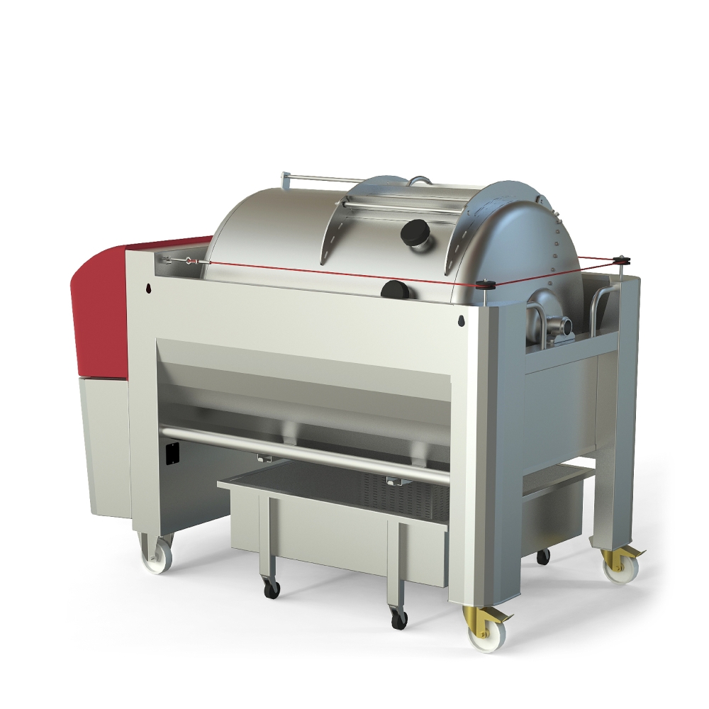 Pneumatic press type PST - closed pressing system, closed drum with internal drain channels