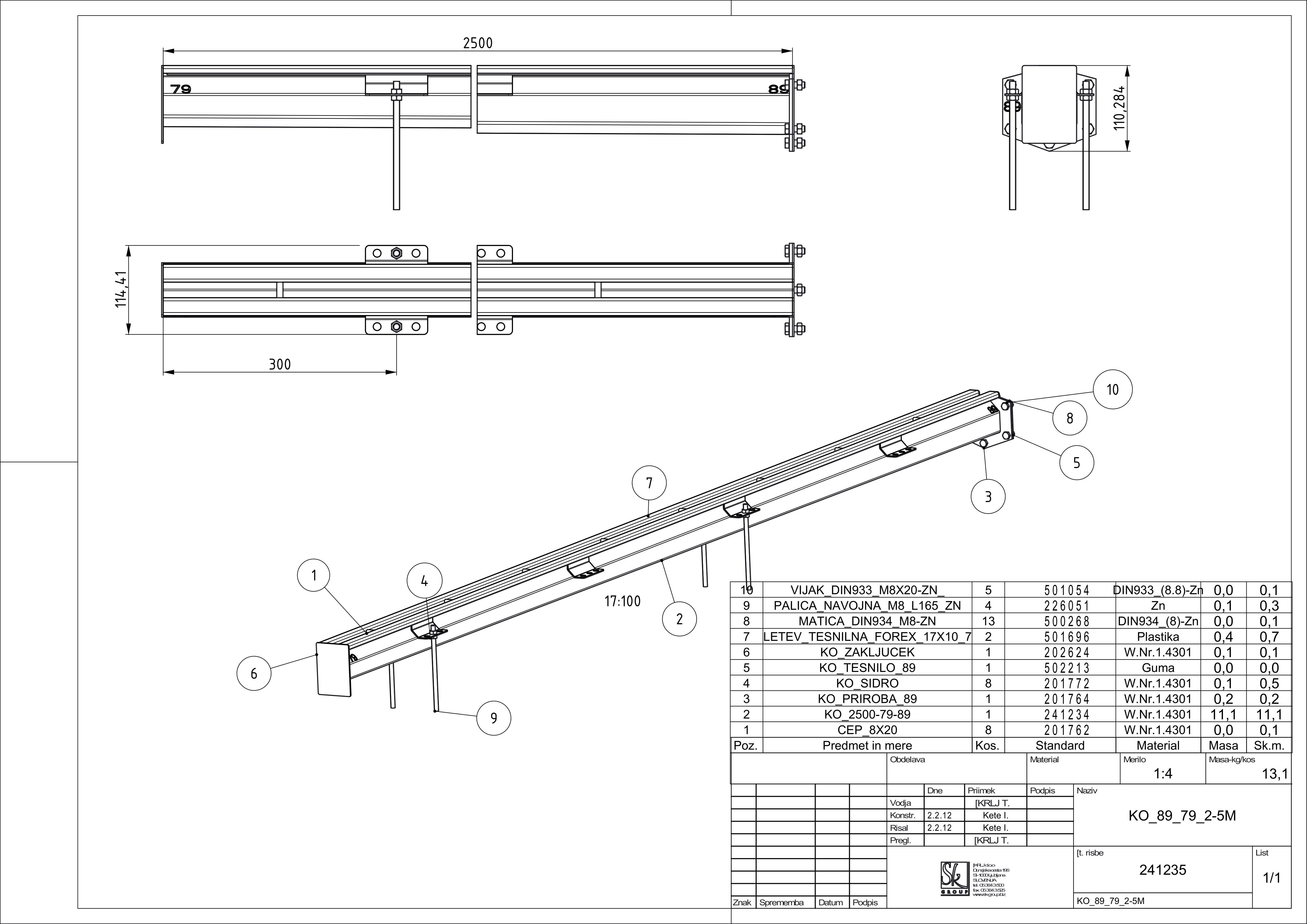 KO, narrow drainage channel - slotted type
