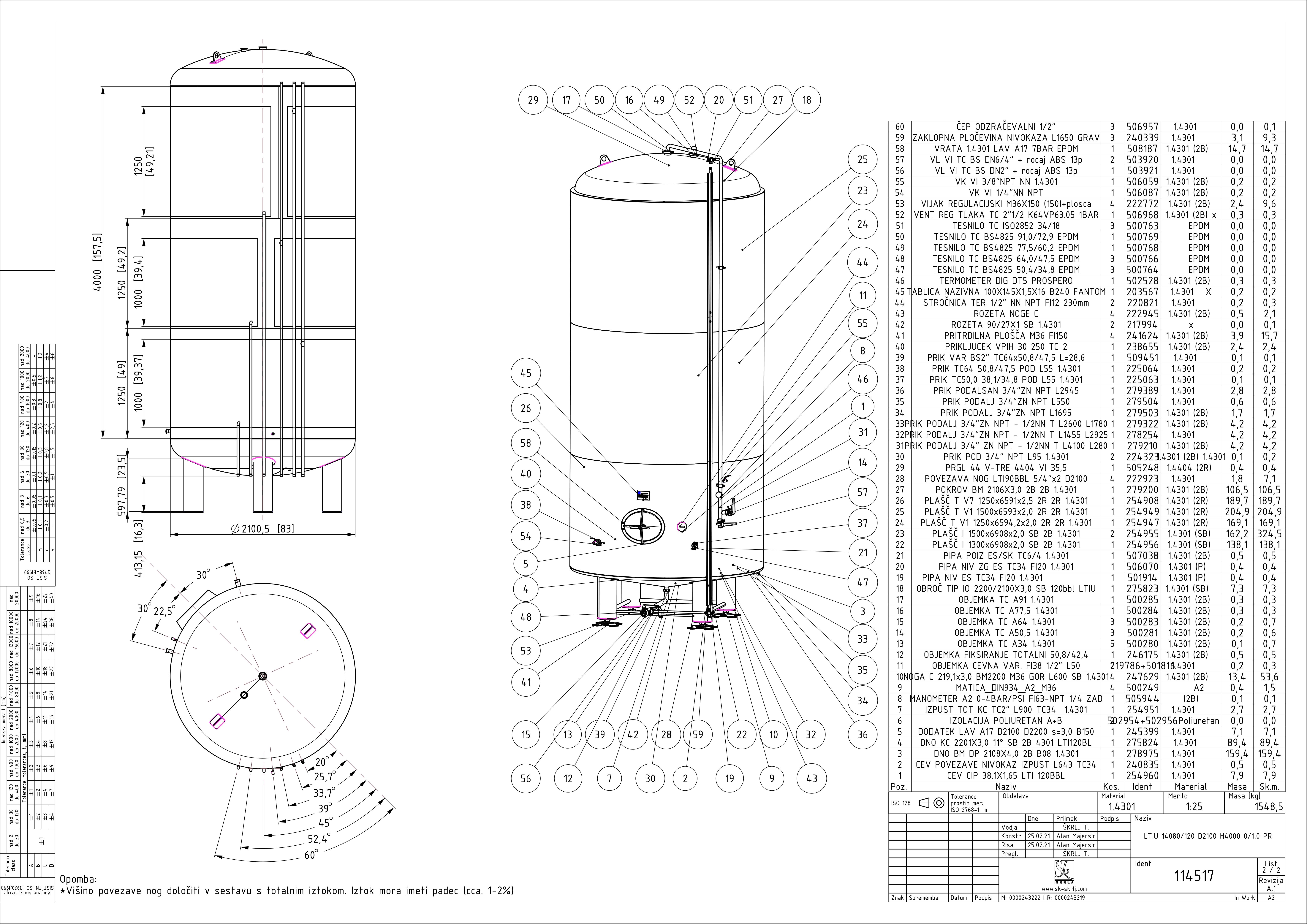 Brite beer tank, insulated
