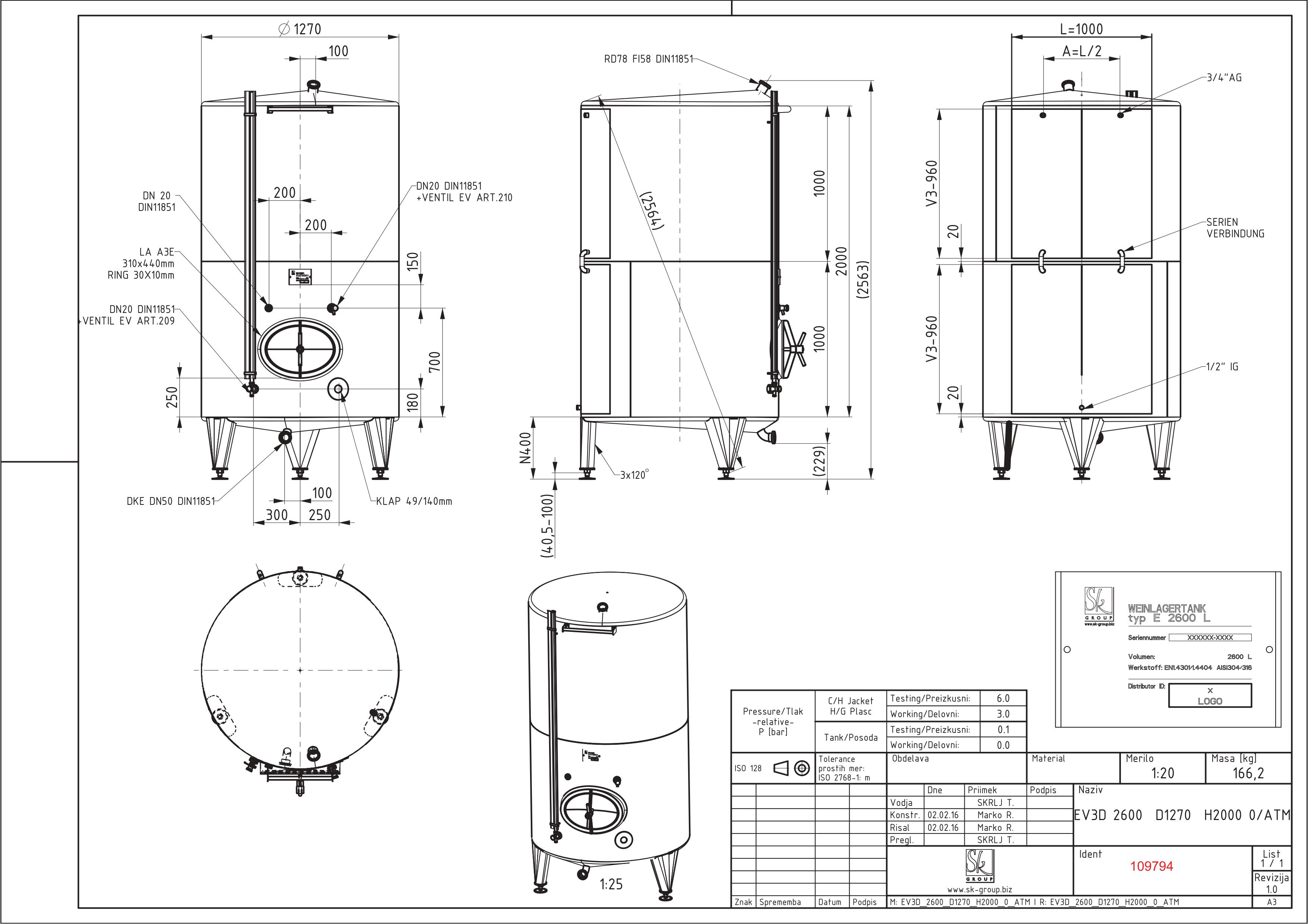 Classic storage tank with double jacket