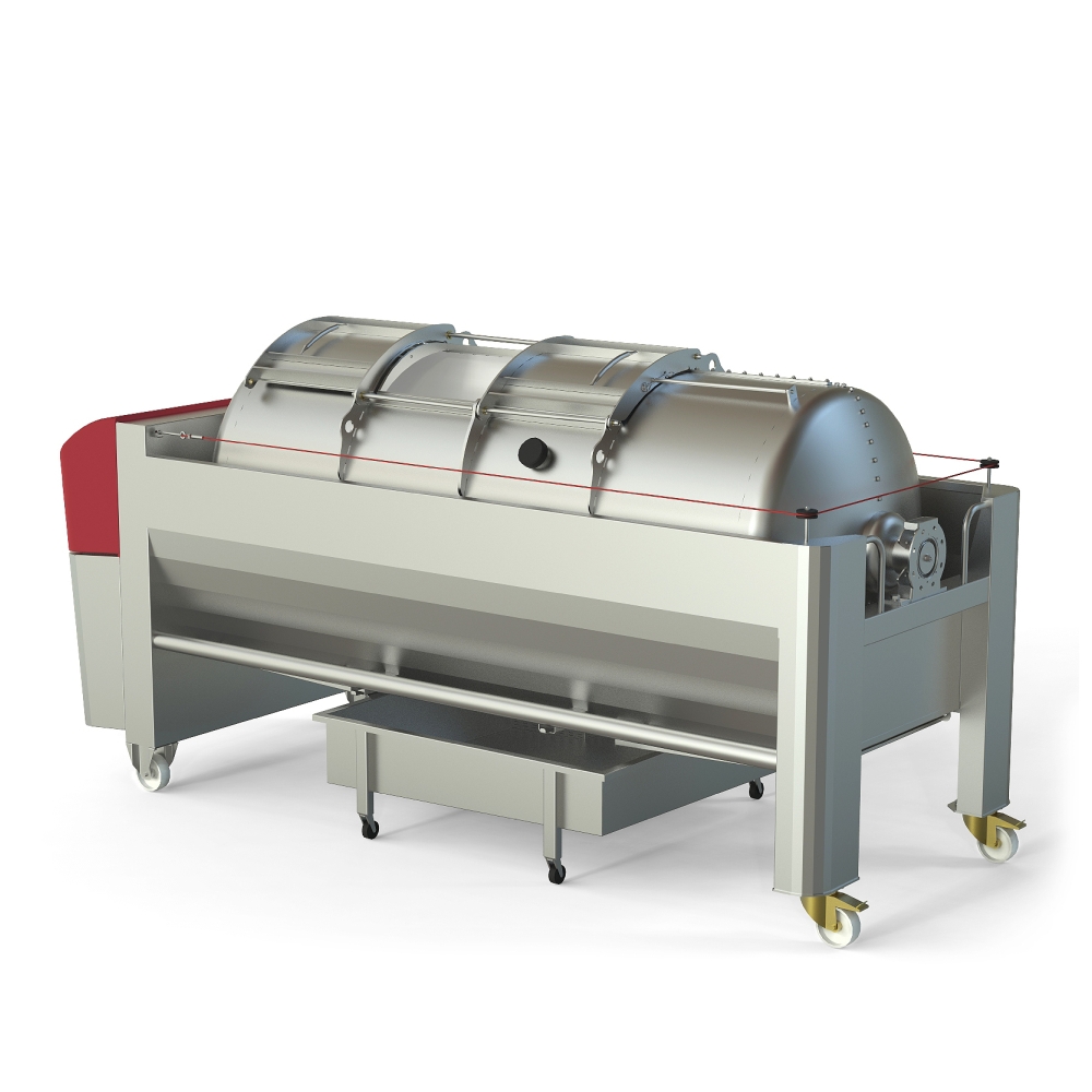 Pneumatic press type PST - closed pressing system, closed drum with internal drain channels