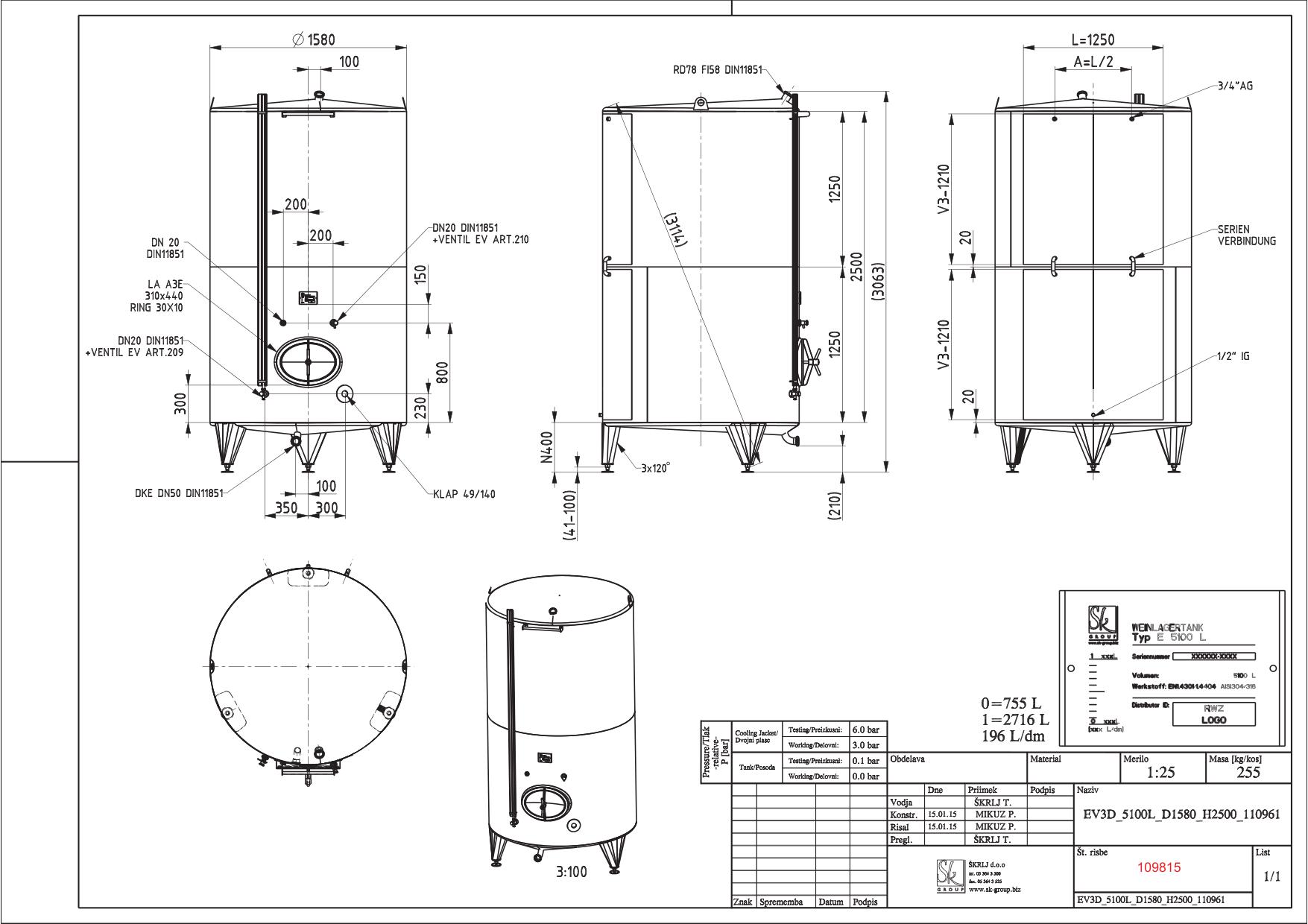 Classic storage tank with double jacket