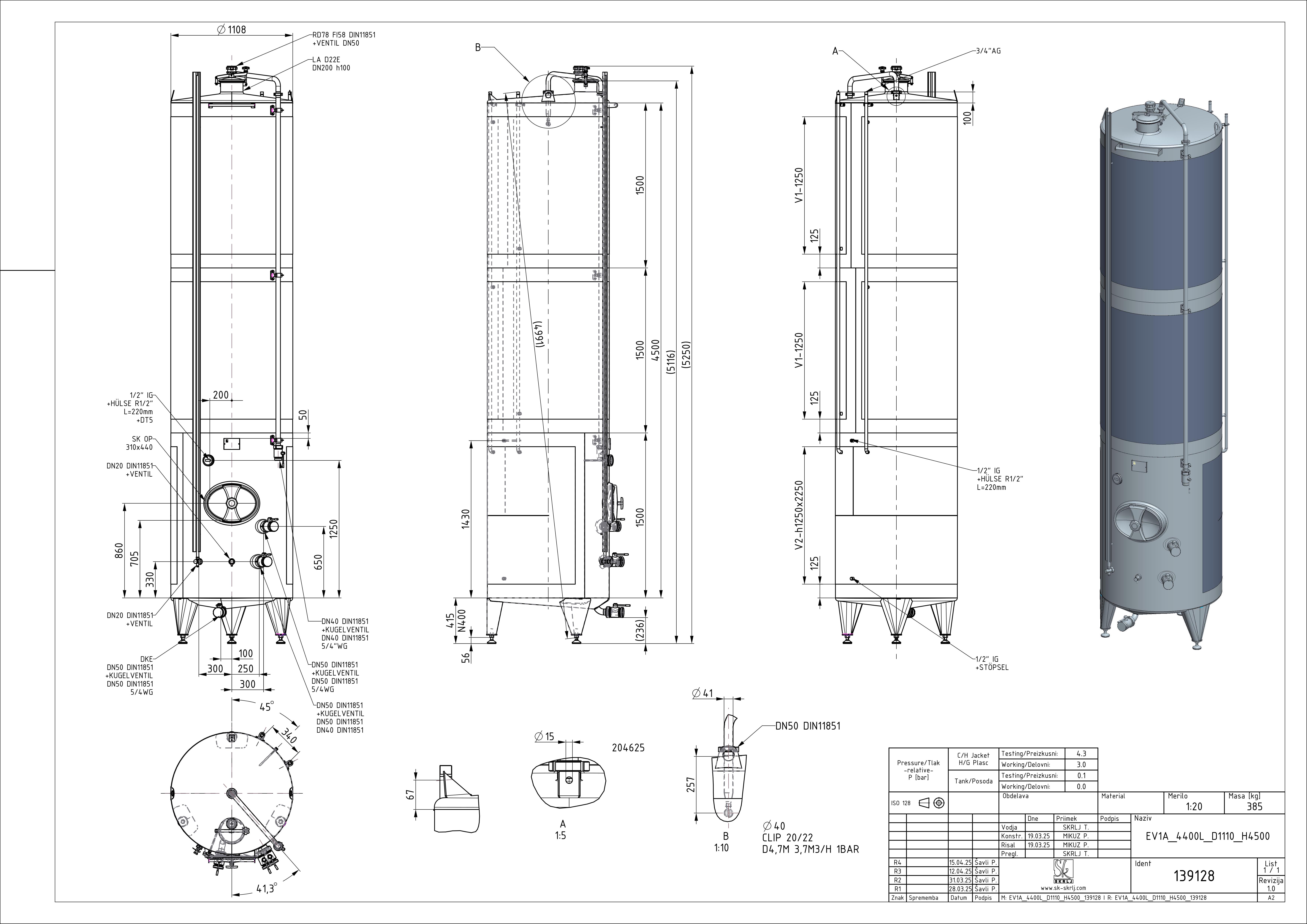 Classic storage tank with double jacket