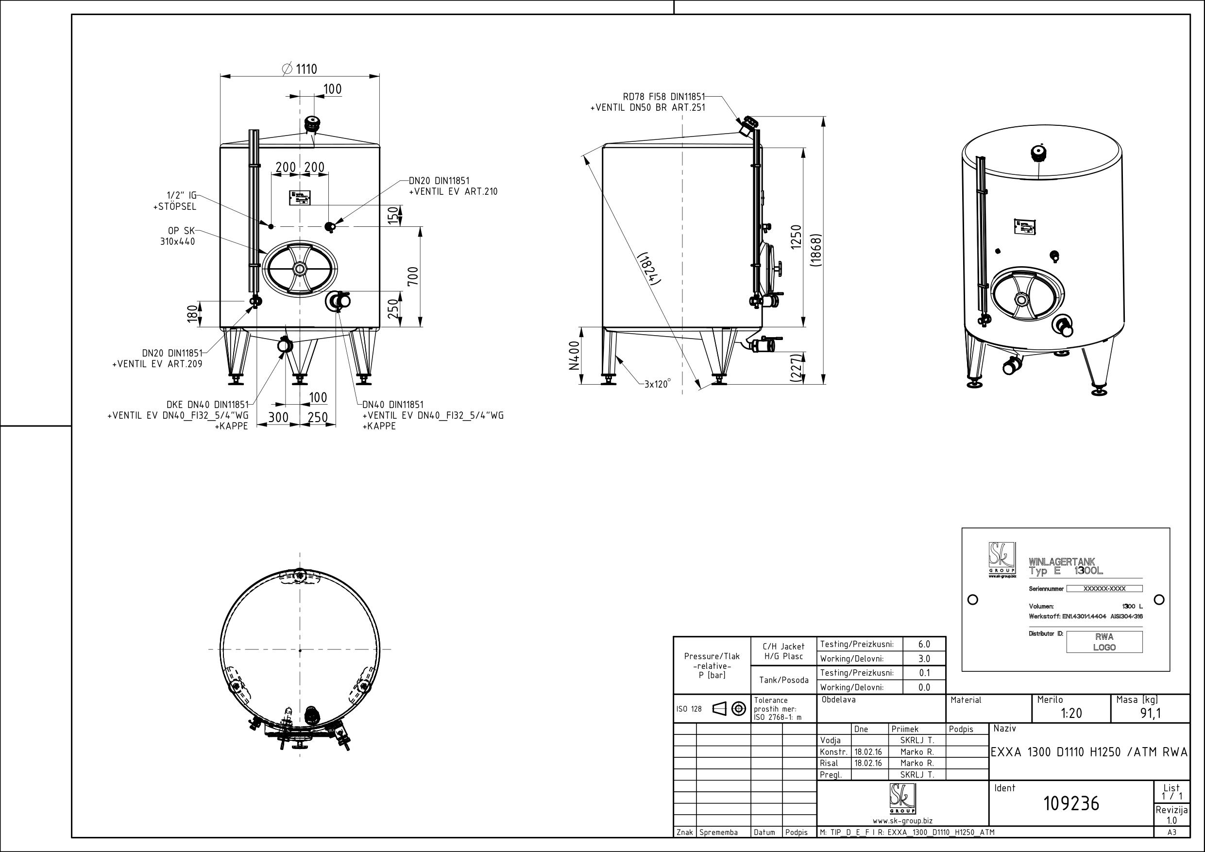 Classic storage tank