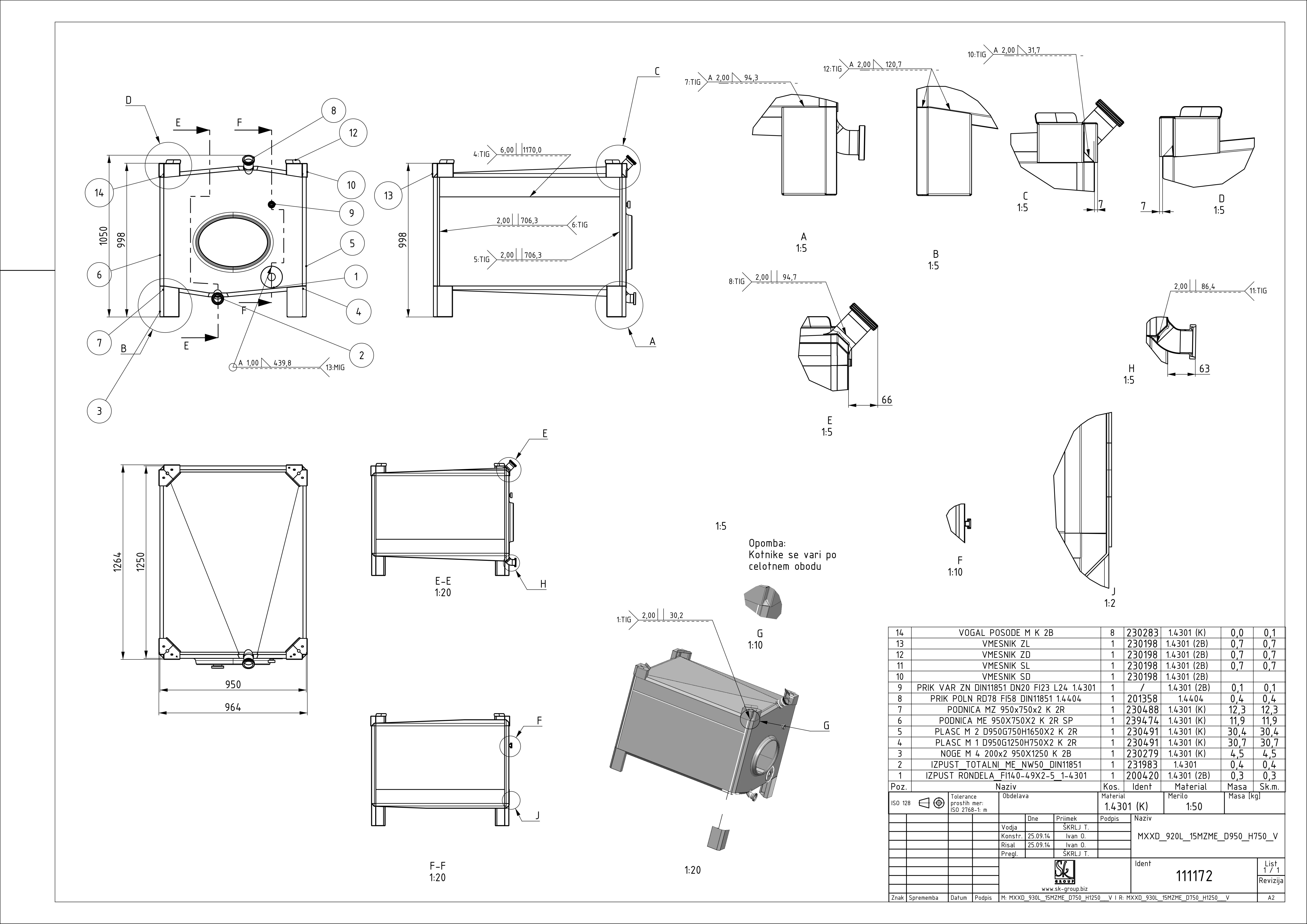 Small rectangular storage tank
