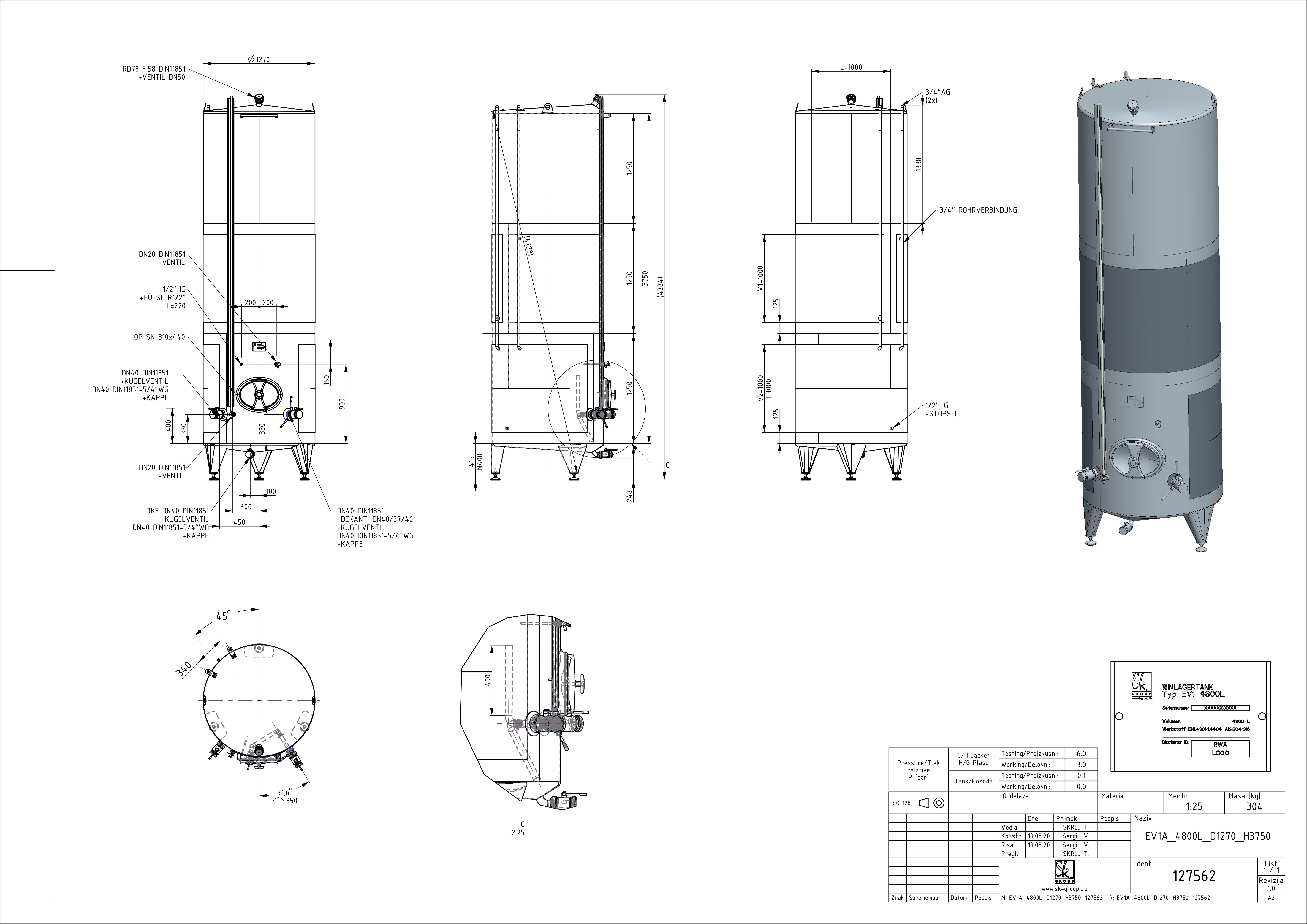 Classic storage tank with double jacket