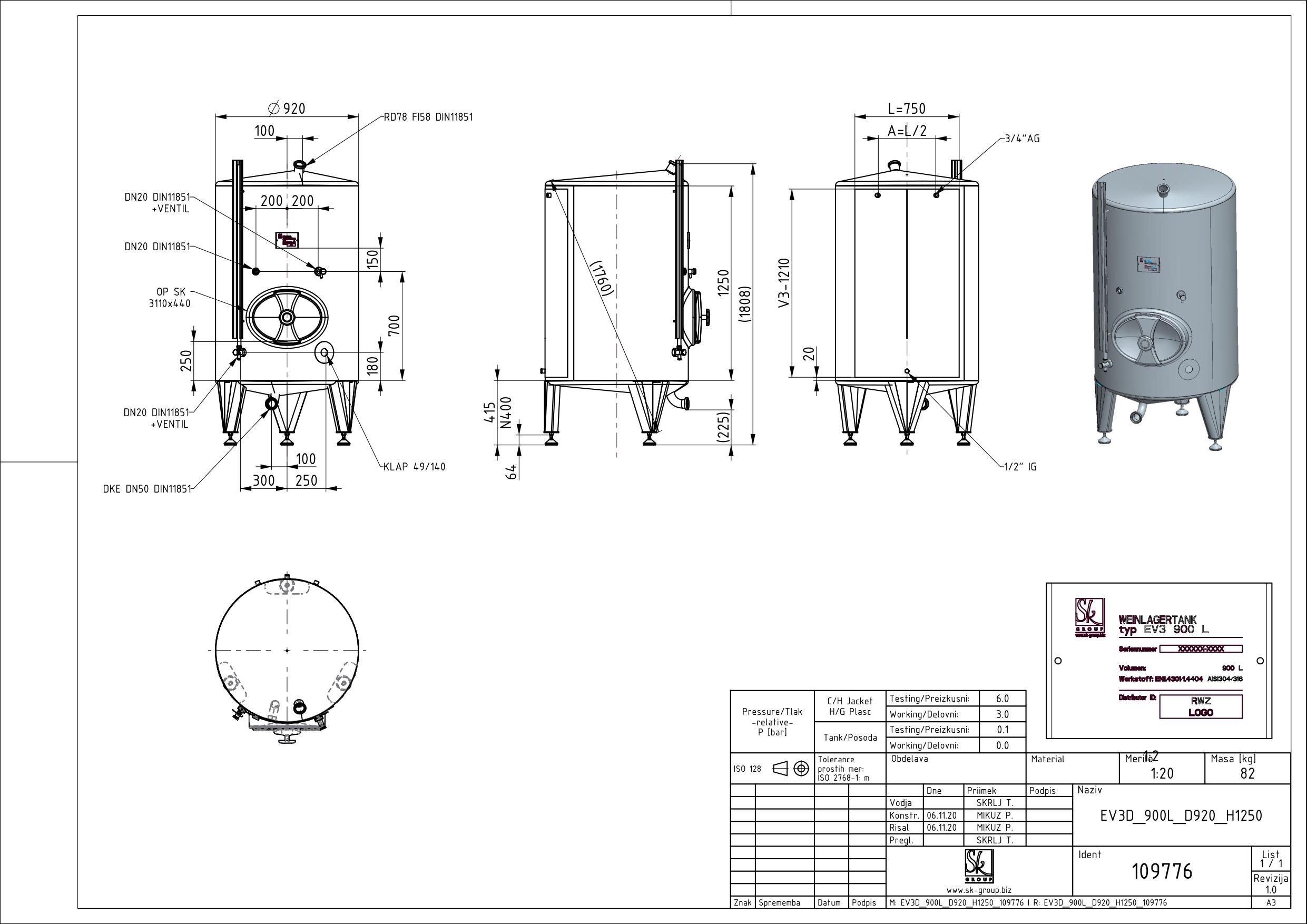 Classic storage tank with double jacket