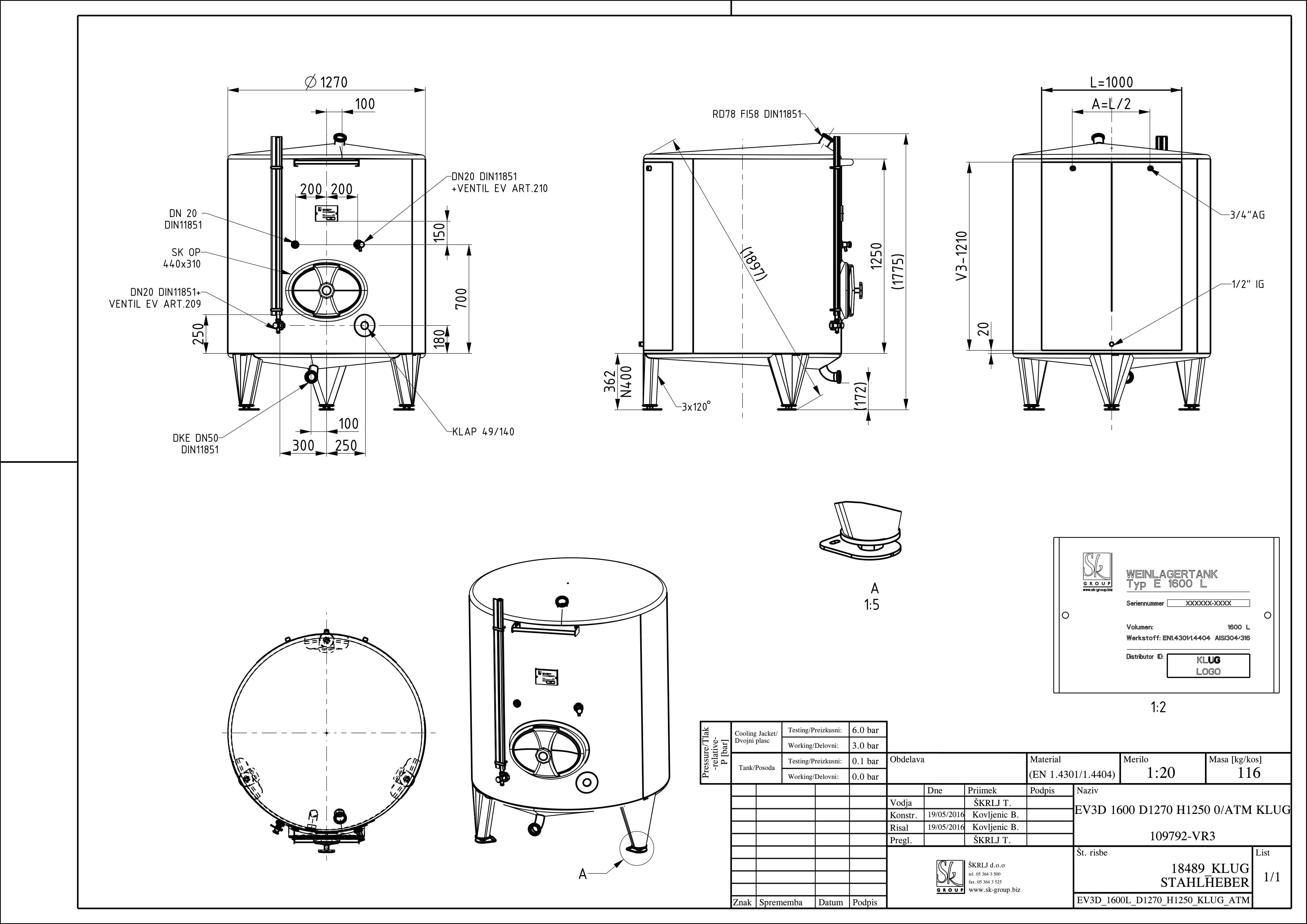 Classic storage tank with double jacket