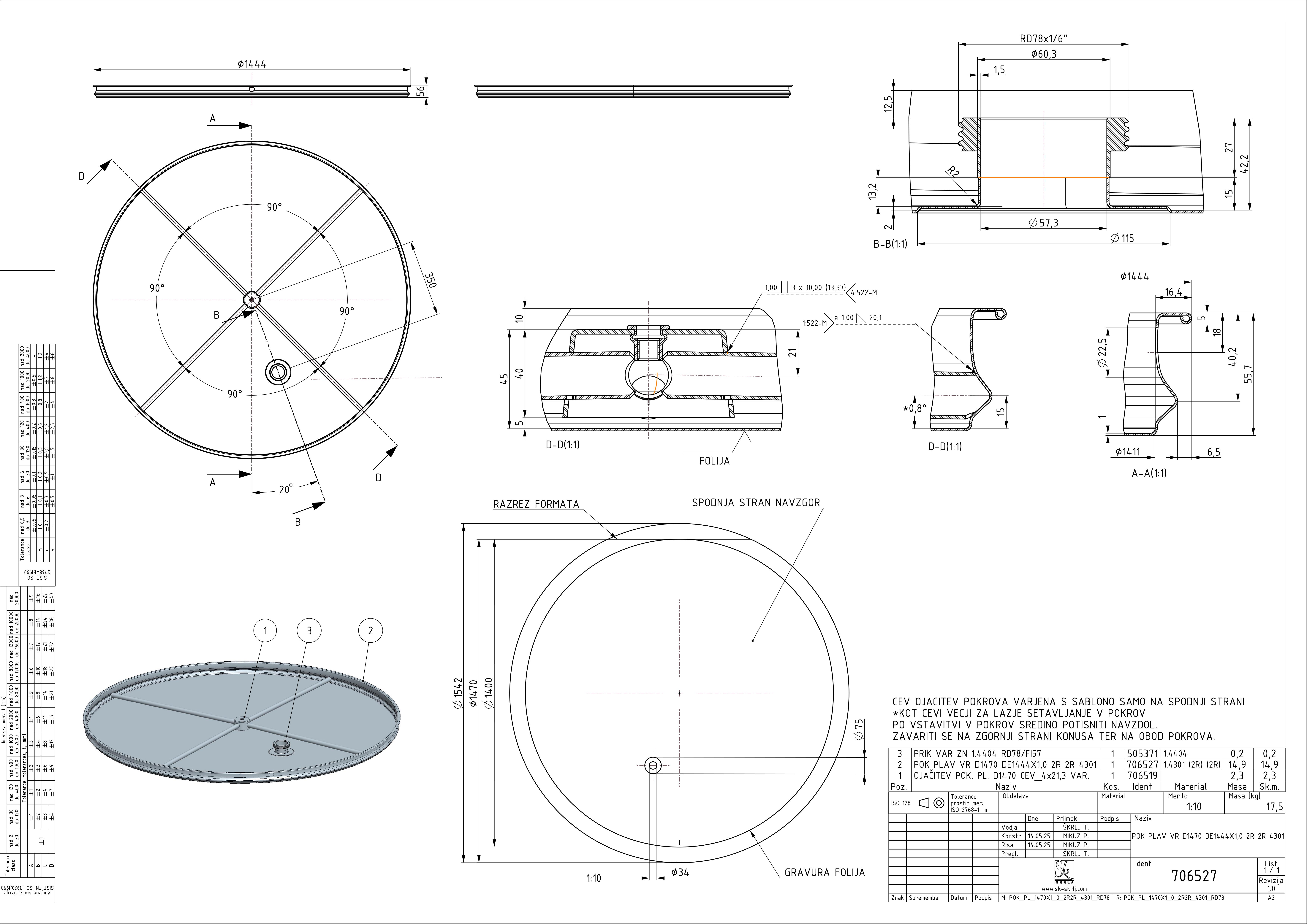 Shape: Floating lid