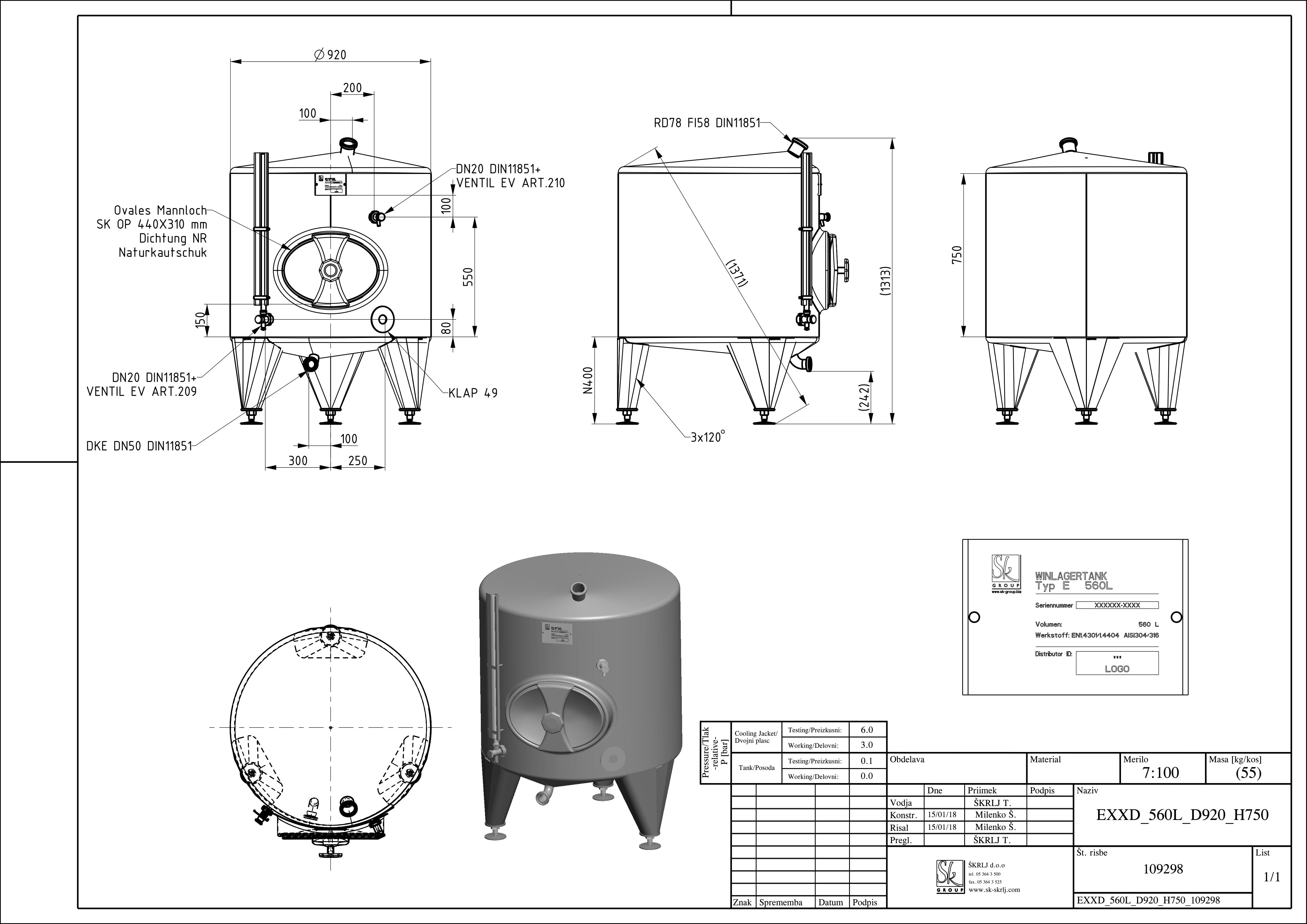 Classic storage tank