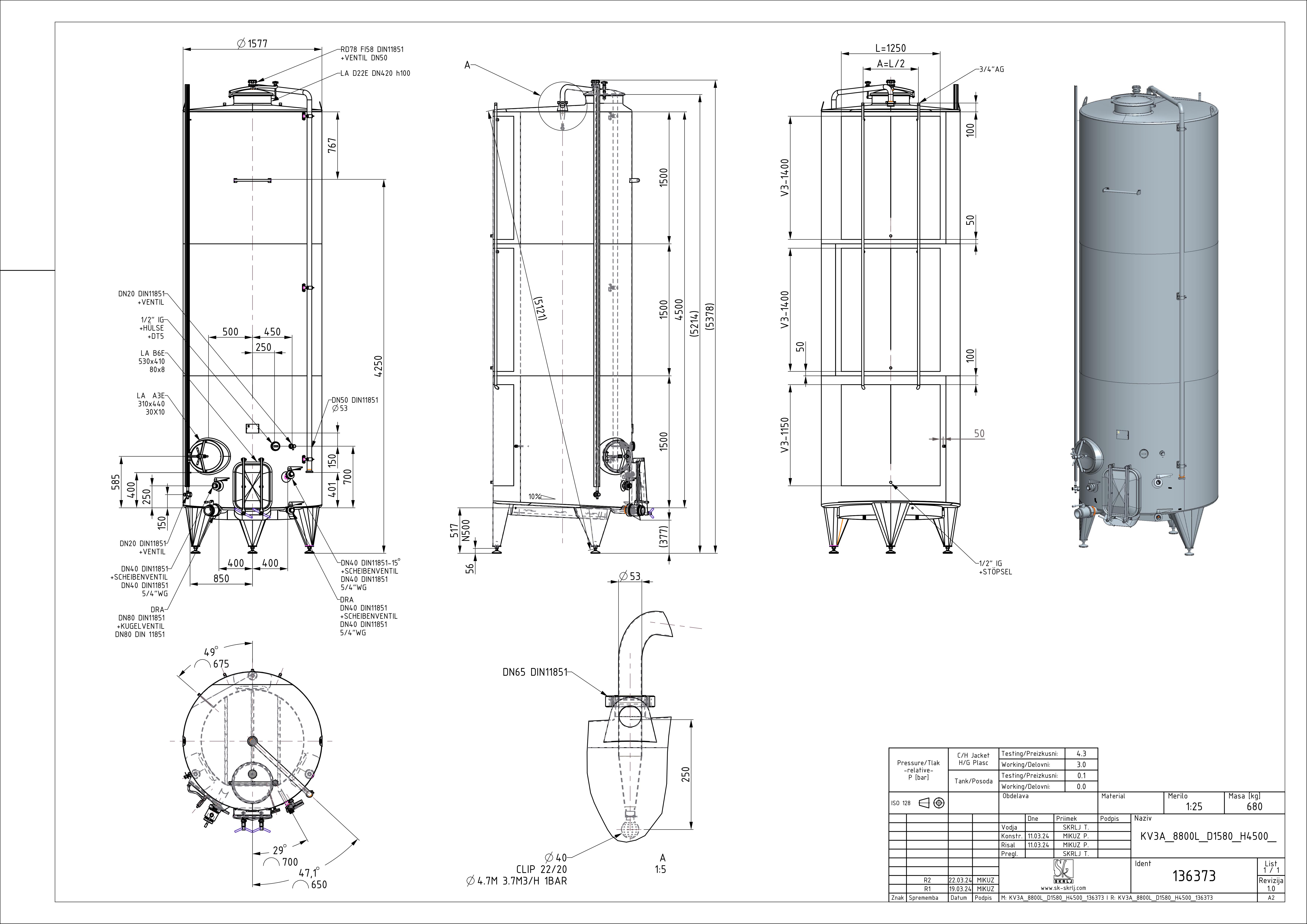 Closed pump-over fermenter with double jacket