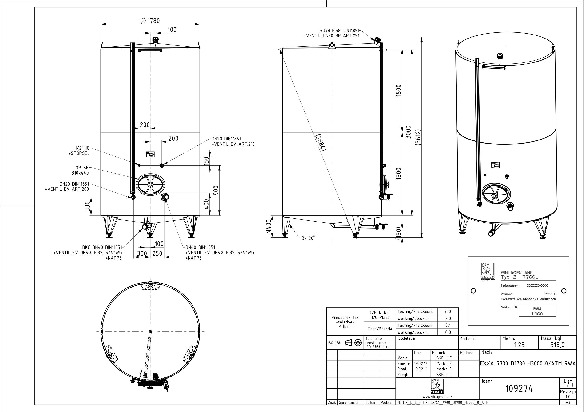 Classic storage tank