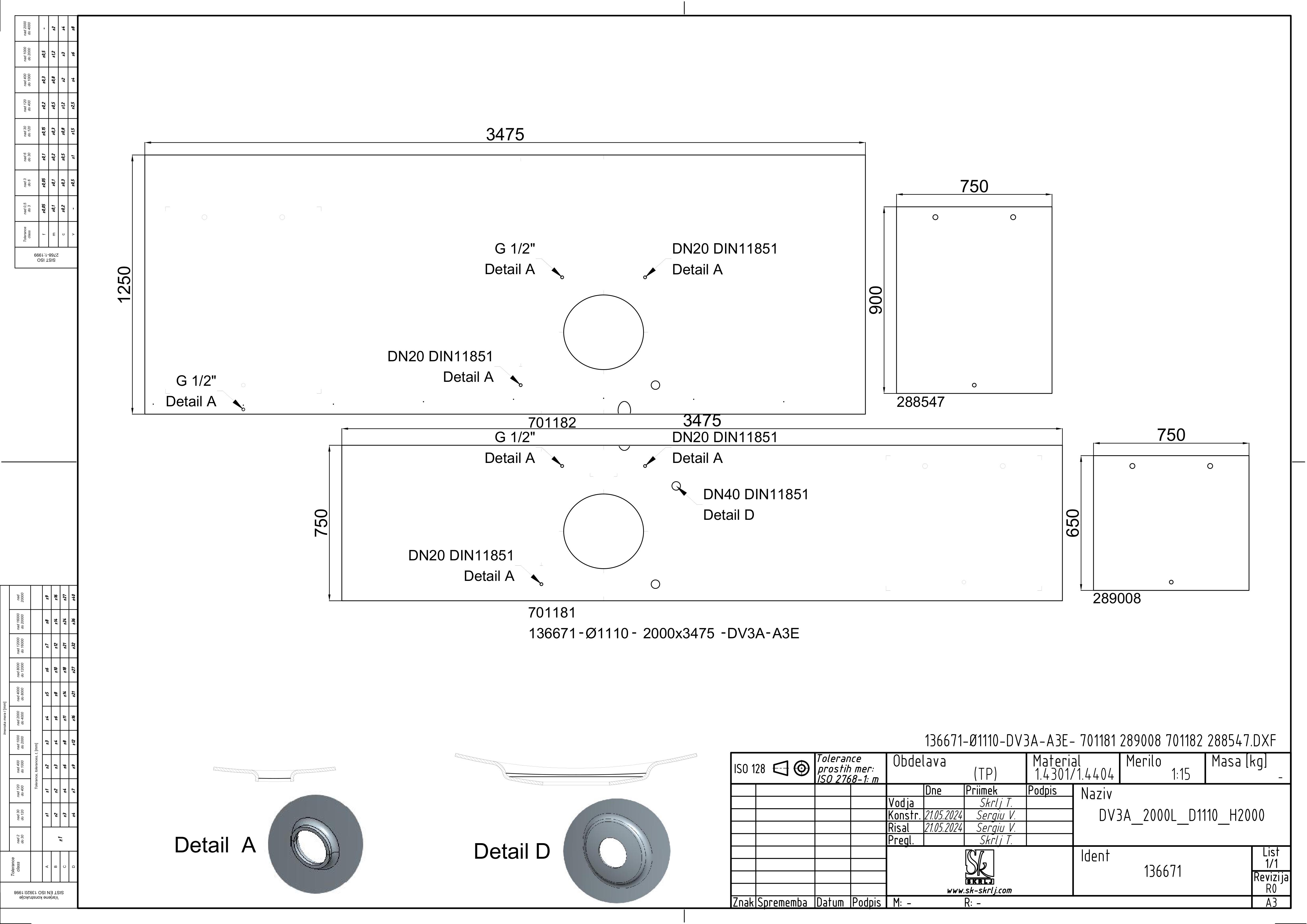 Storage tank with intermediate bottom and double jacket