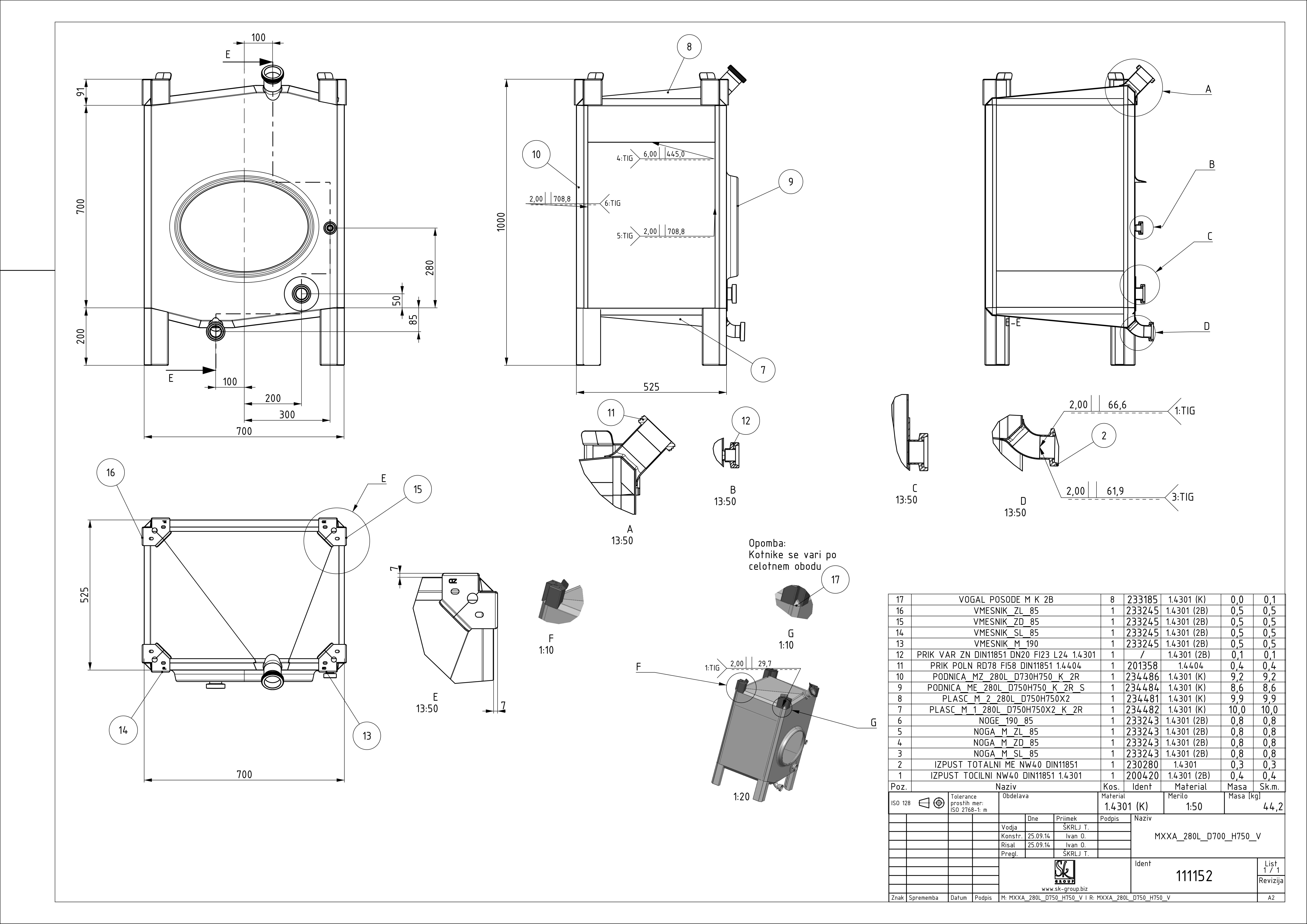 Small rectangular storage tank