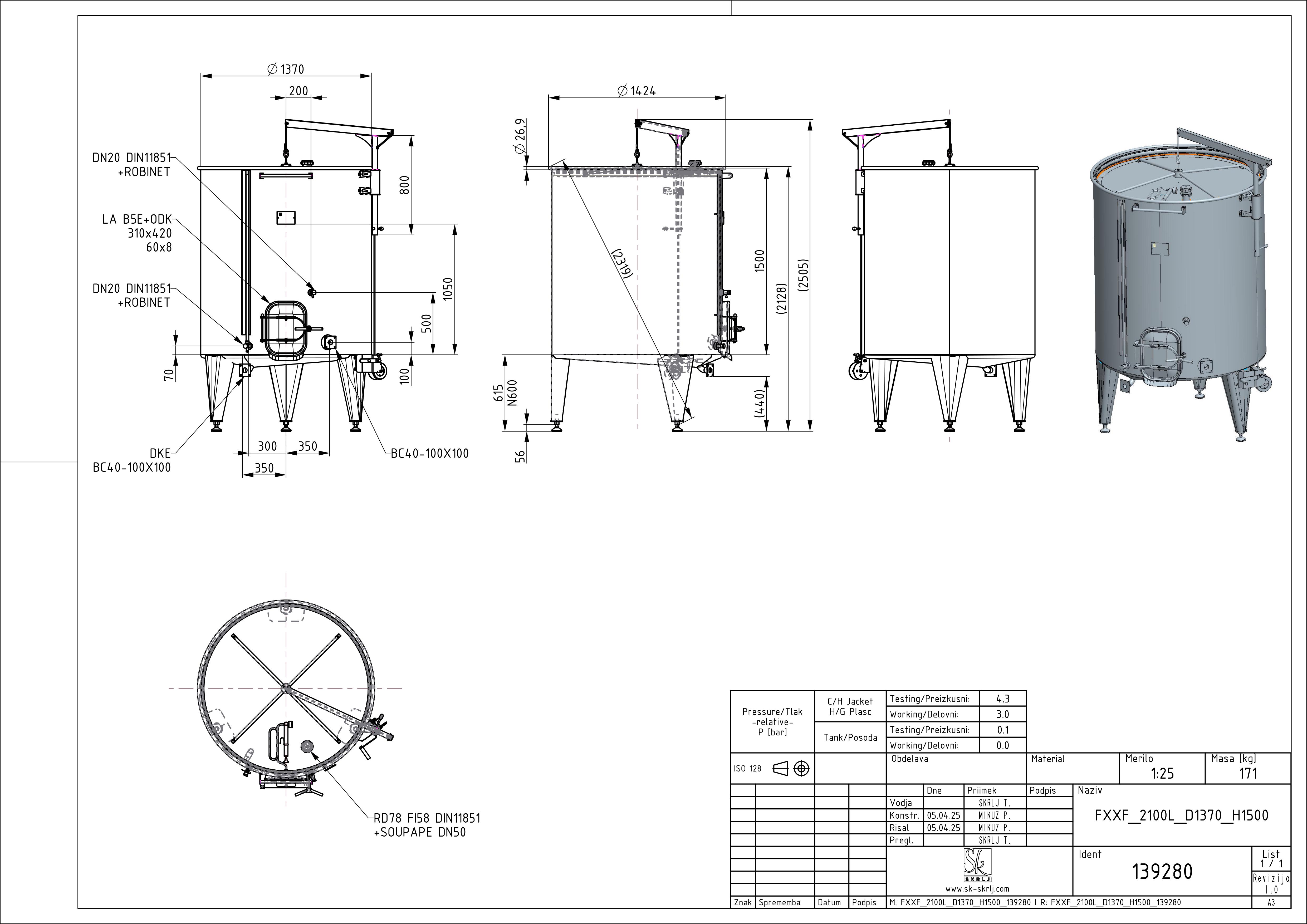 Storage tank with floating lid