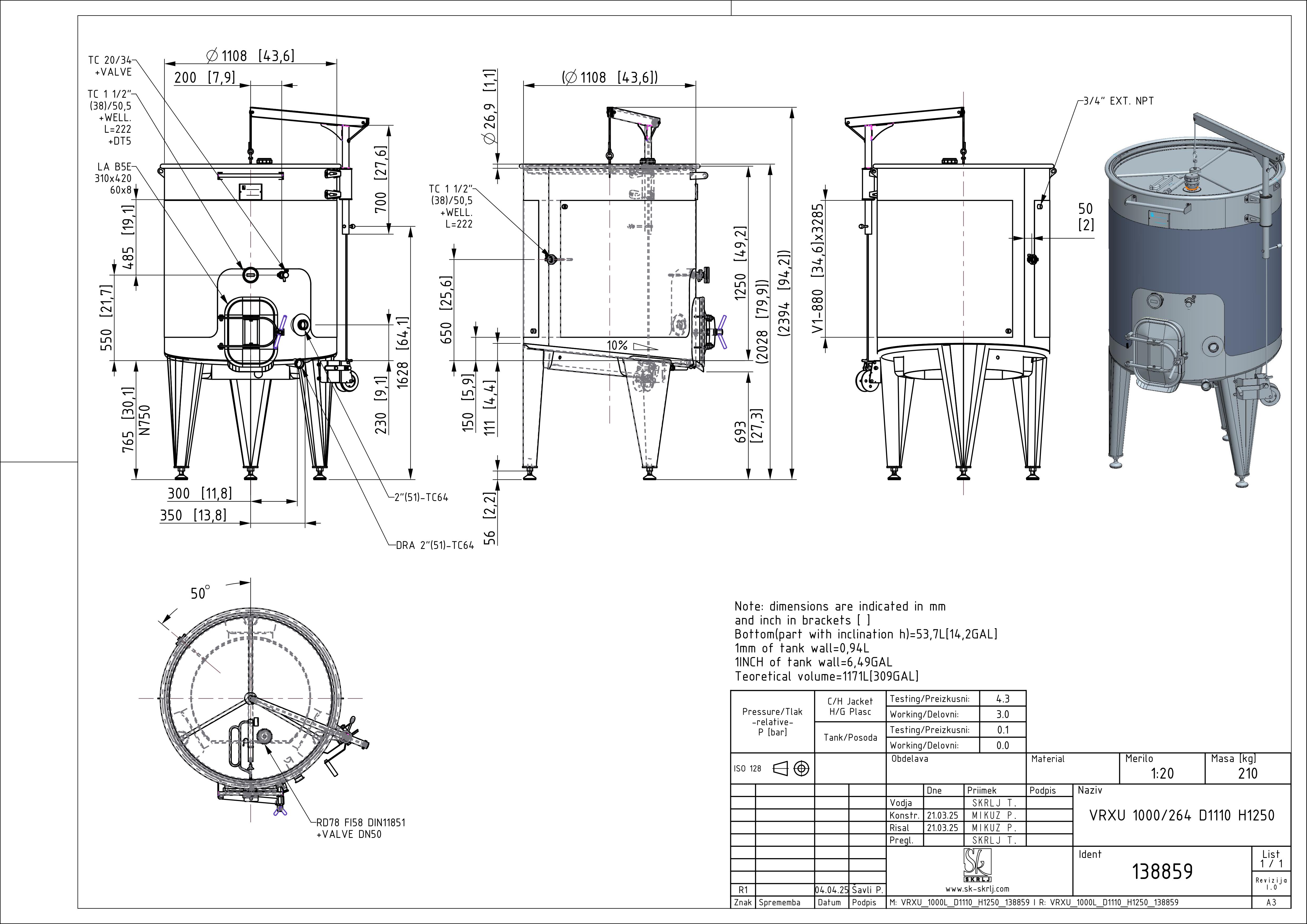 Variable capacity red wine tank