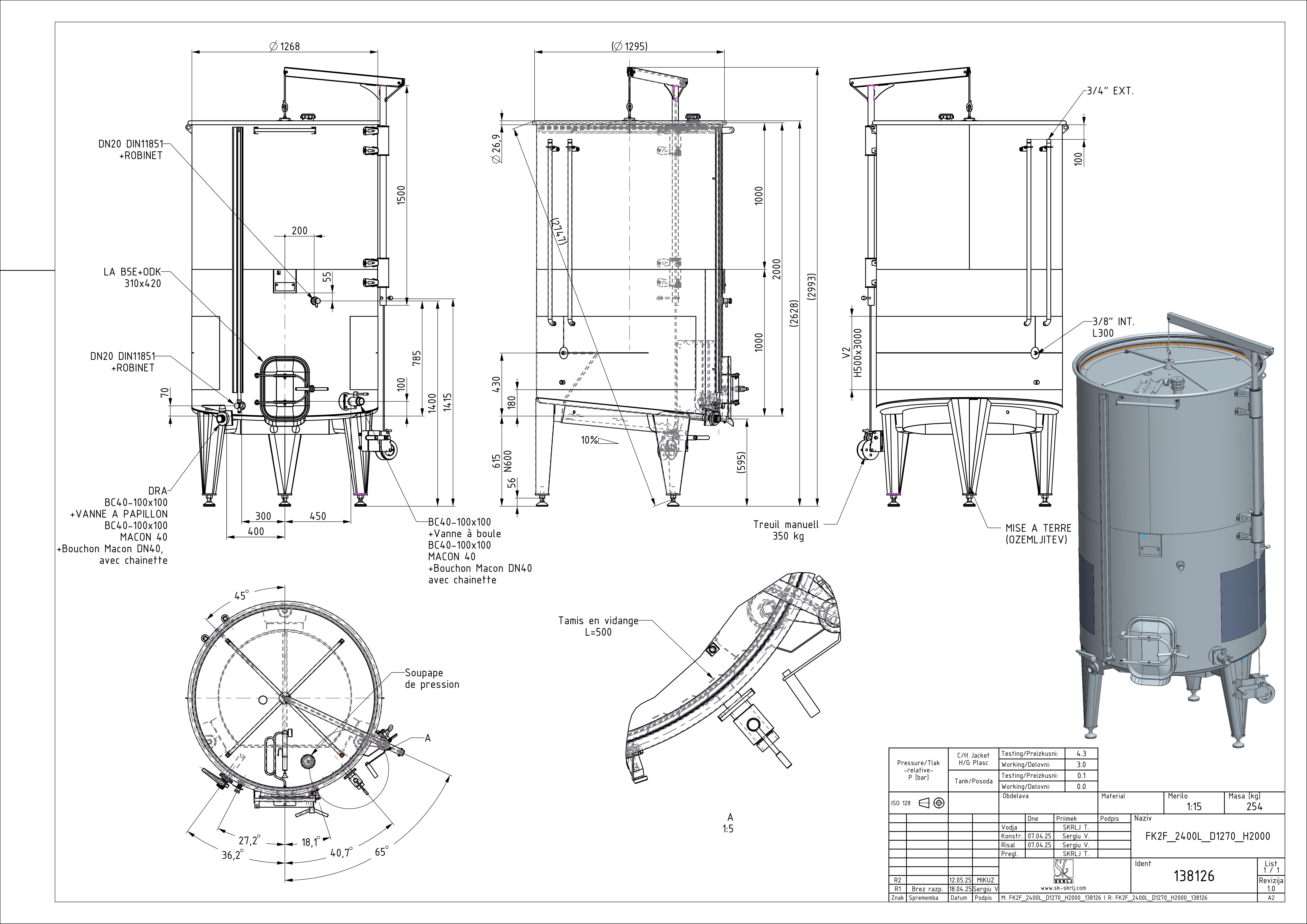 Open pump-over fermenter with double jacket