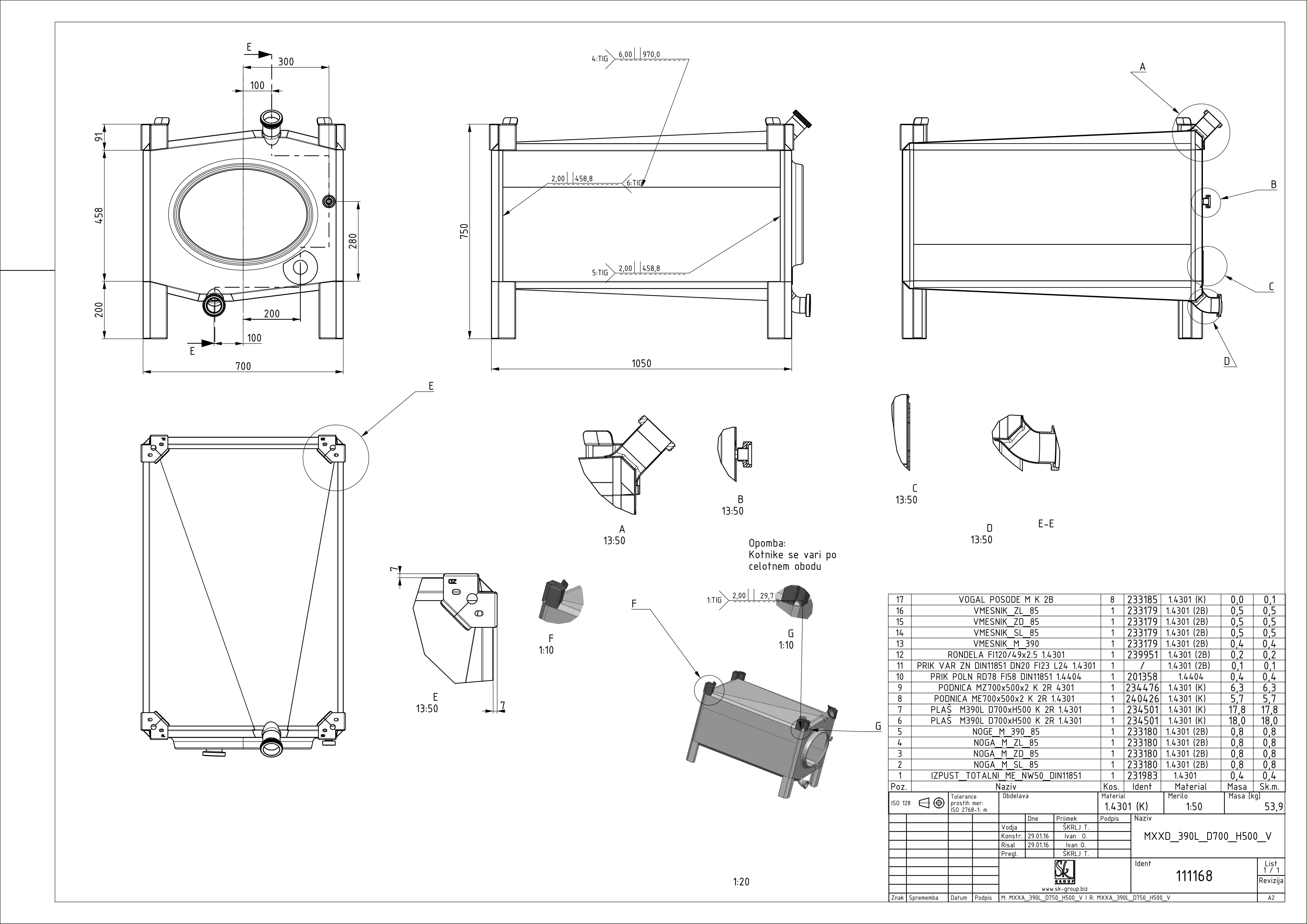 Small rectangular storage tank