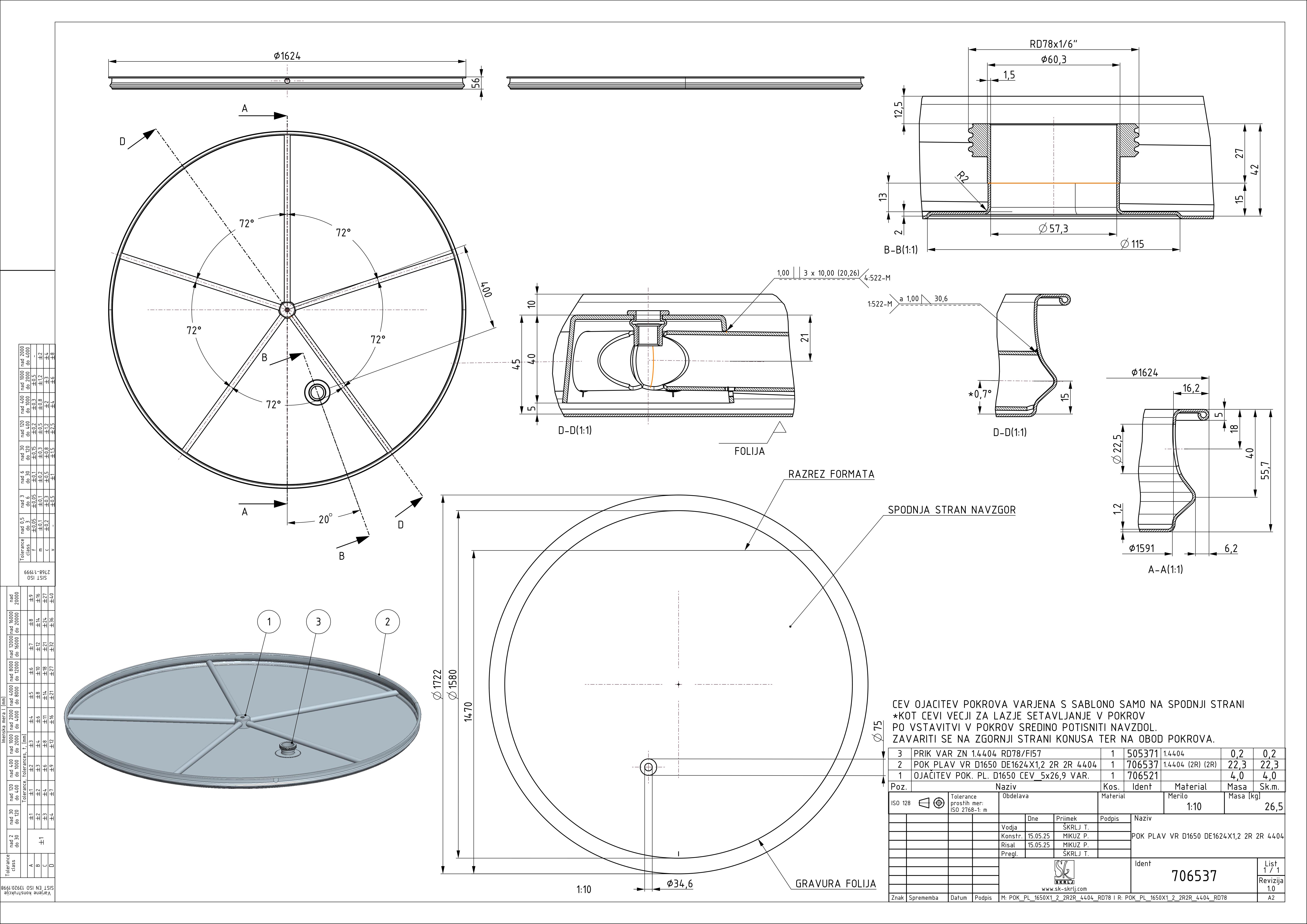 Shape: Floating lid