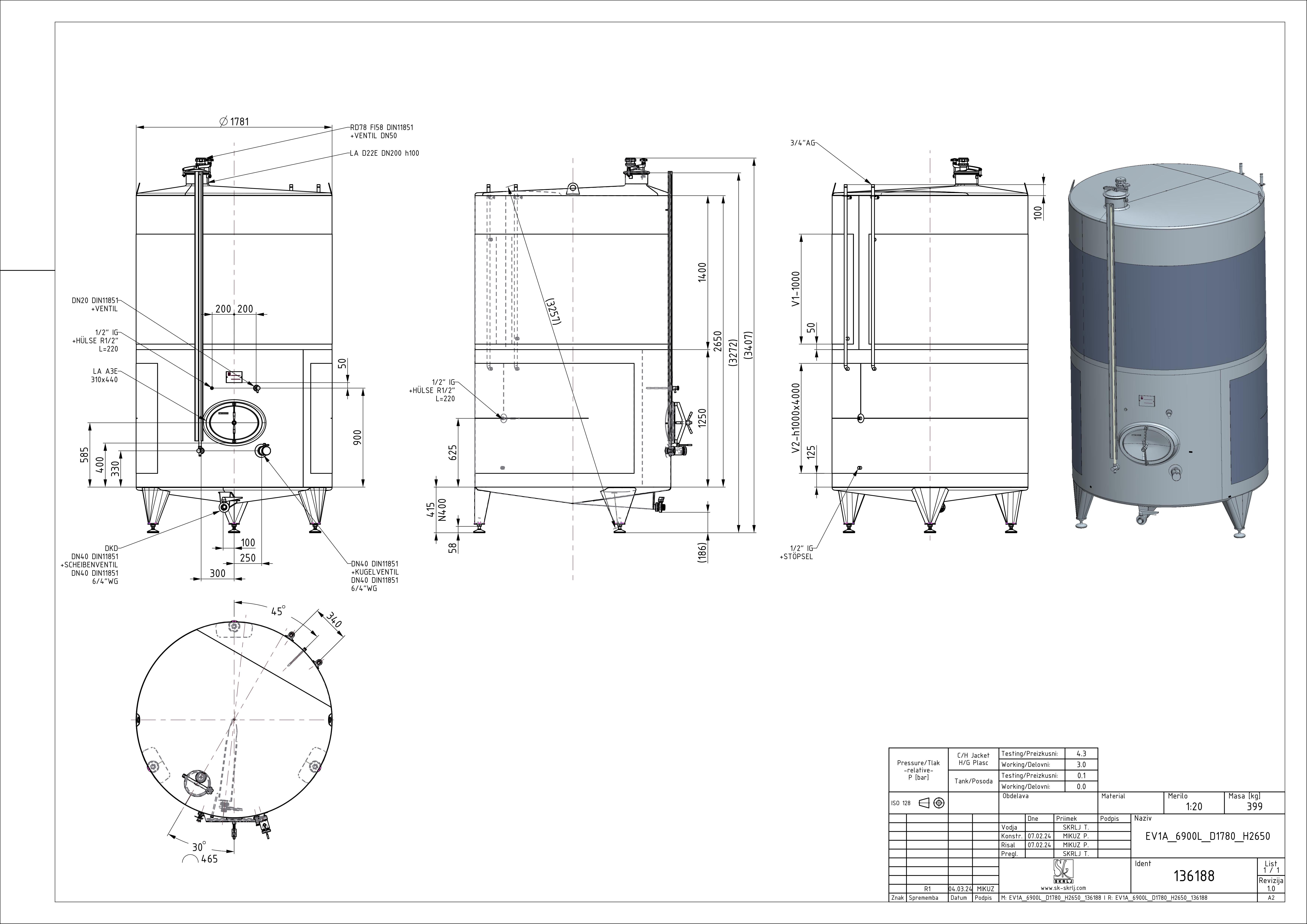 Classic storage tank with double jacket