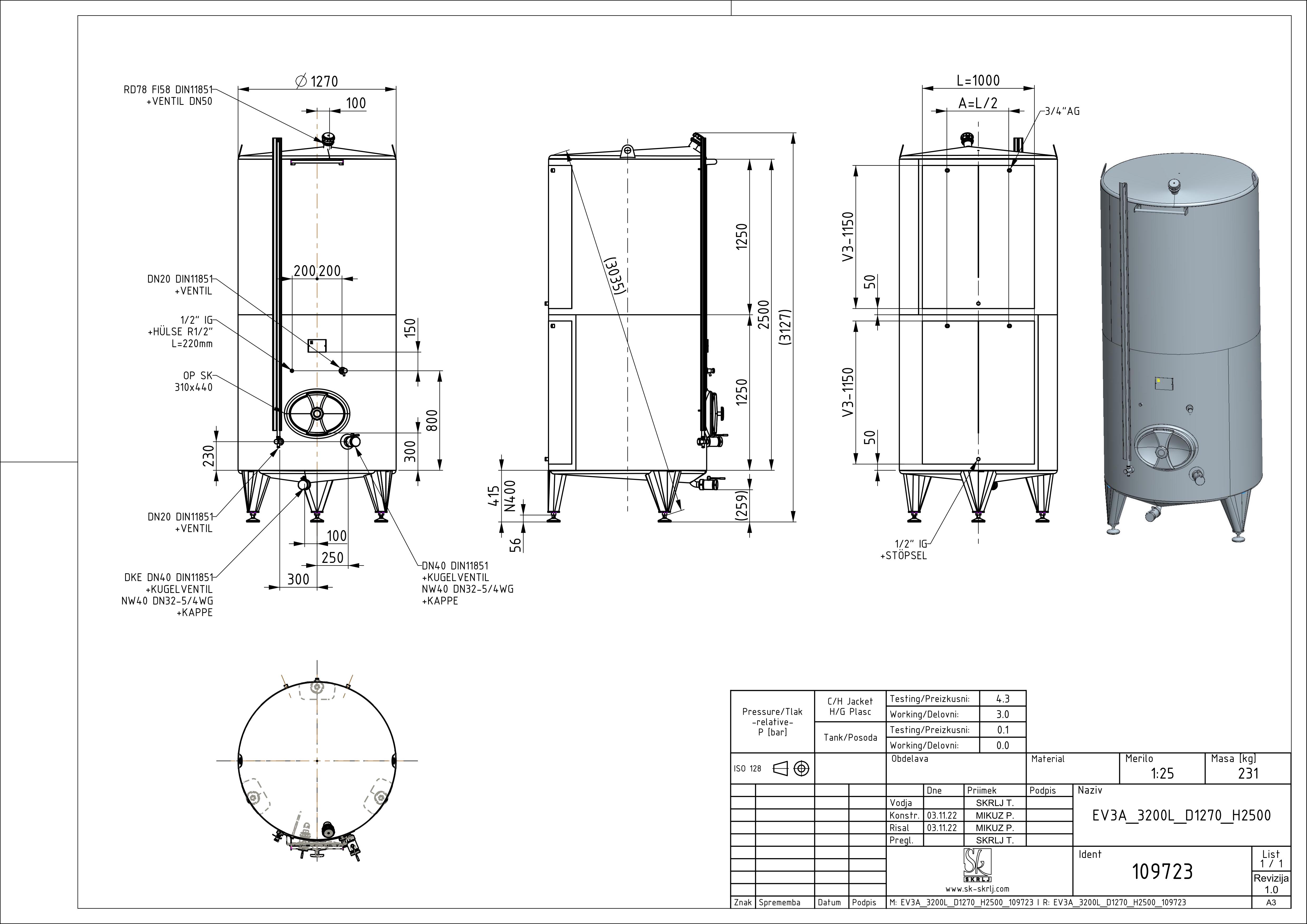 Classic storage tank with double jacket