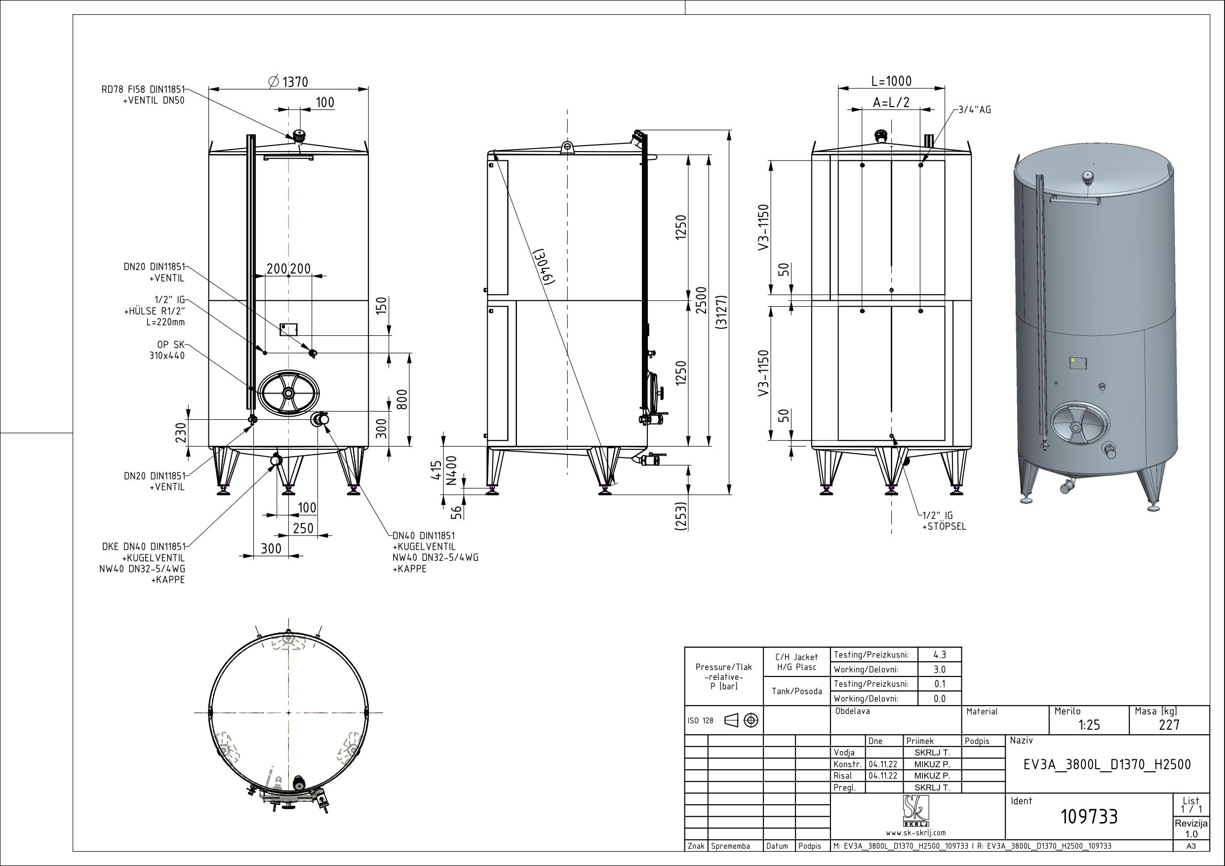Classic storage tank with double jacket