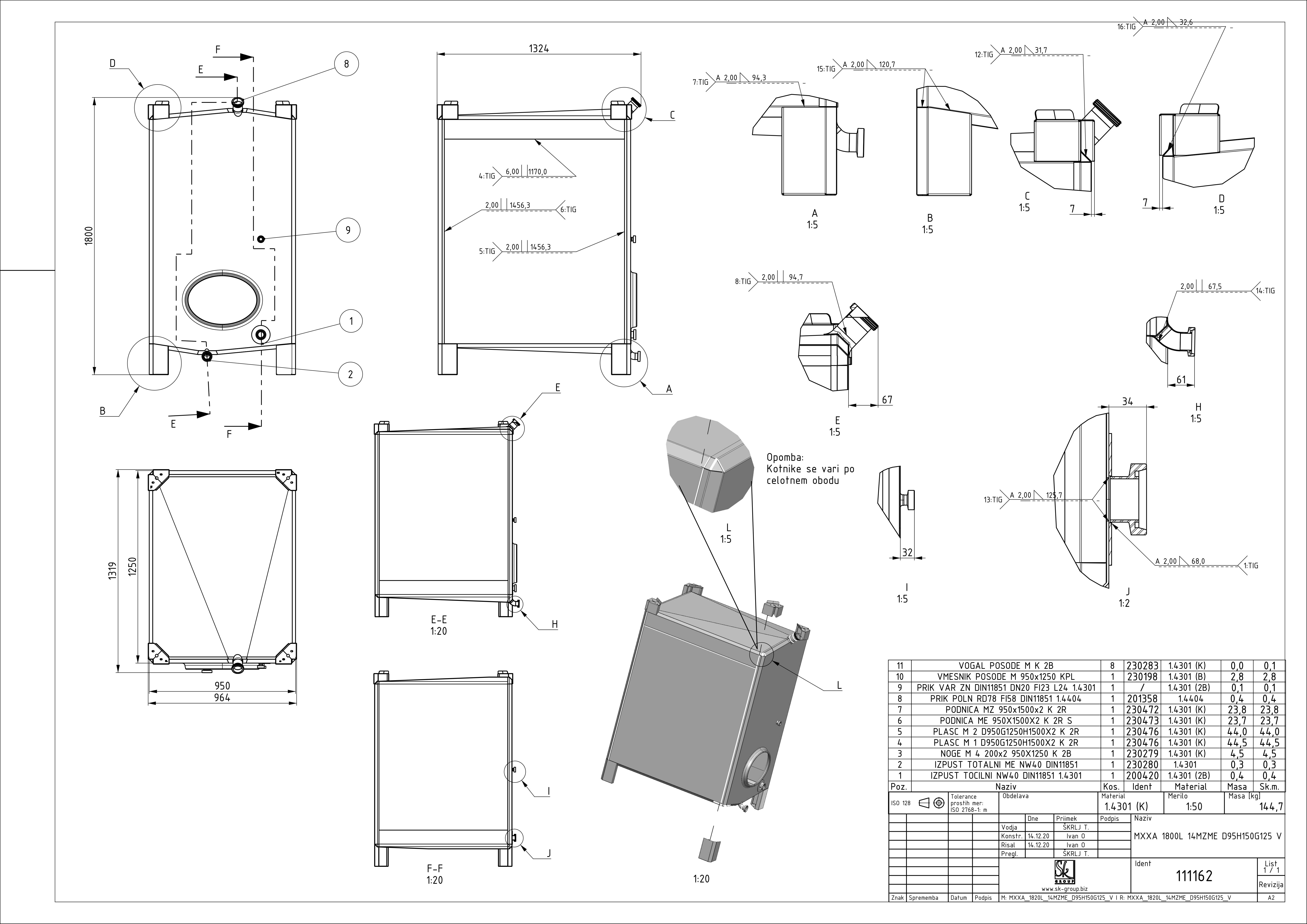Small rectangular storage tank