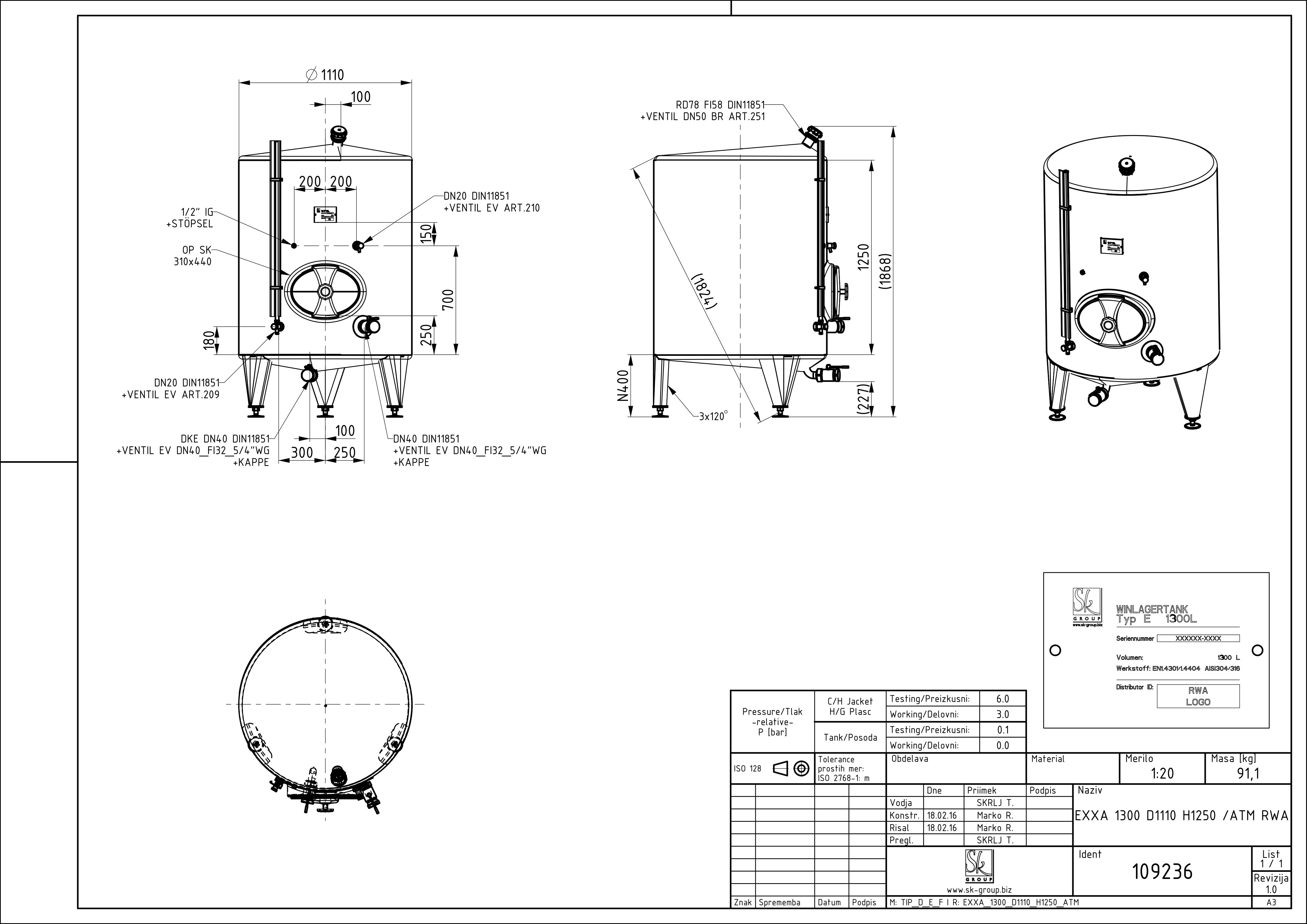 Classic storage tank
