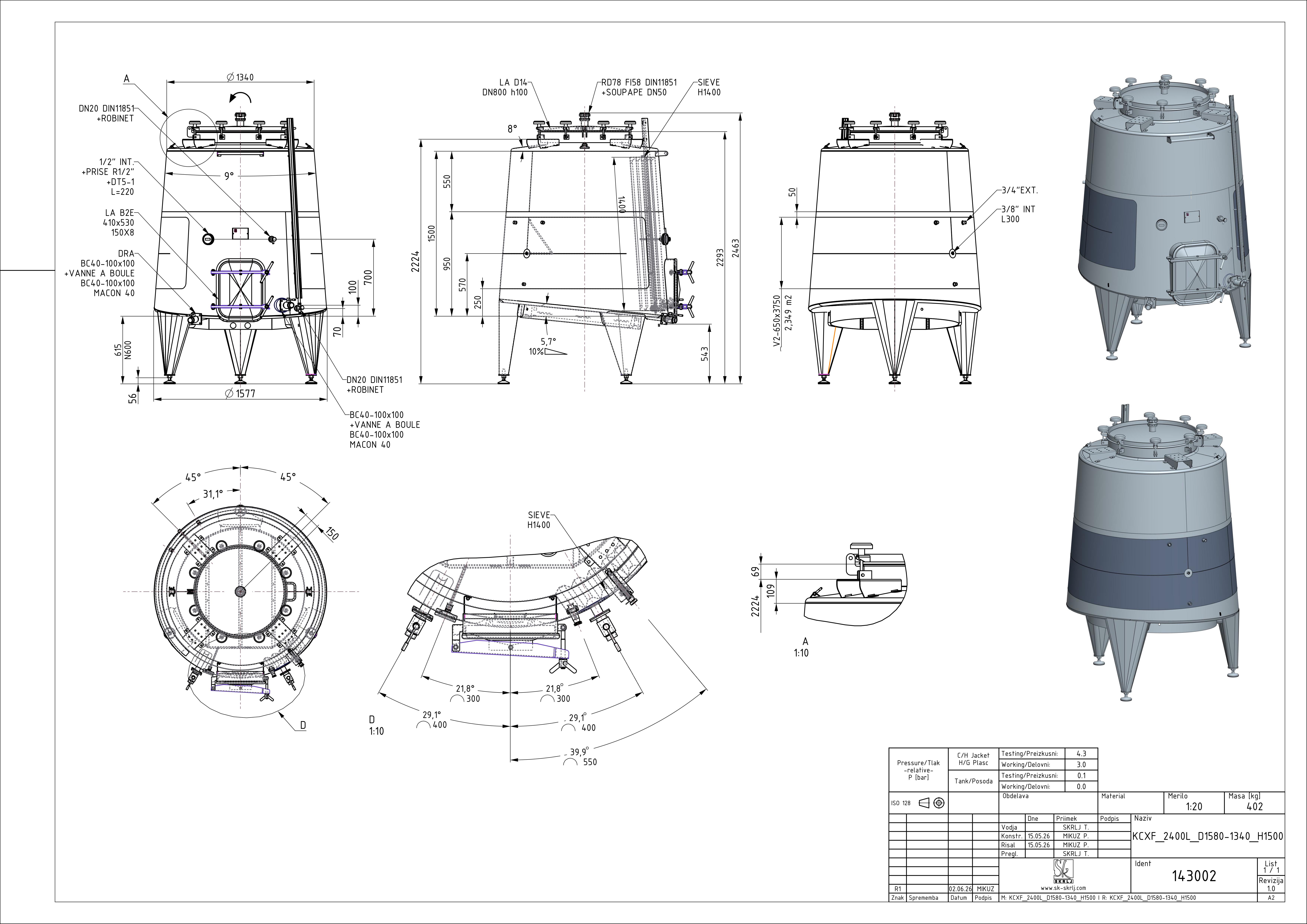 Cone-shaped fermenter KCX