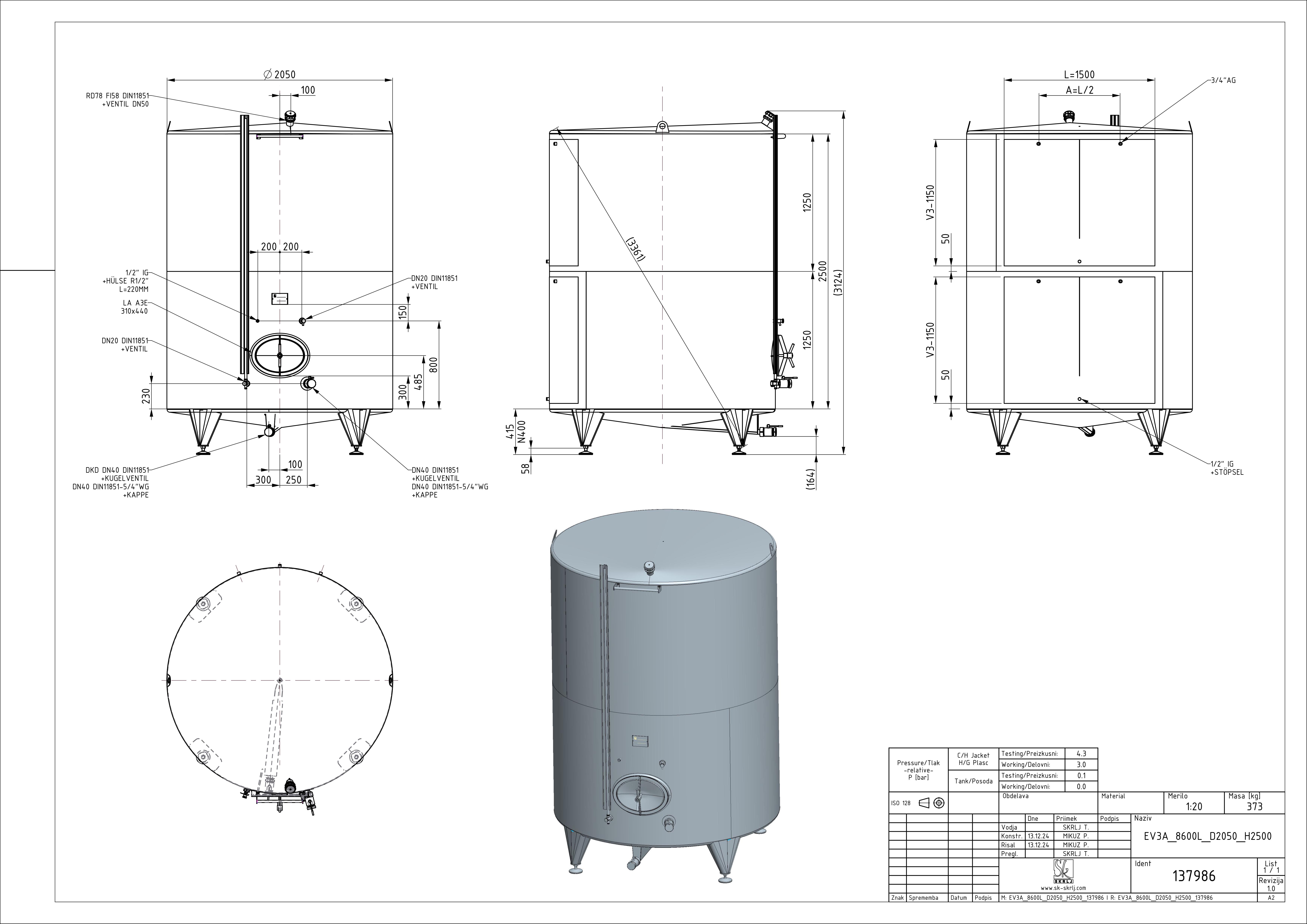 Classic storage tank with double jacket