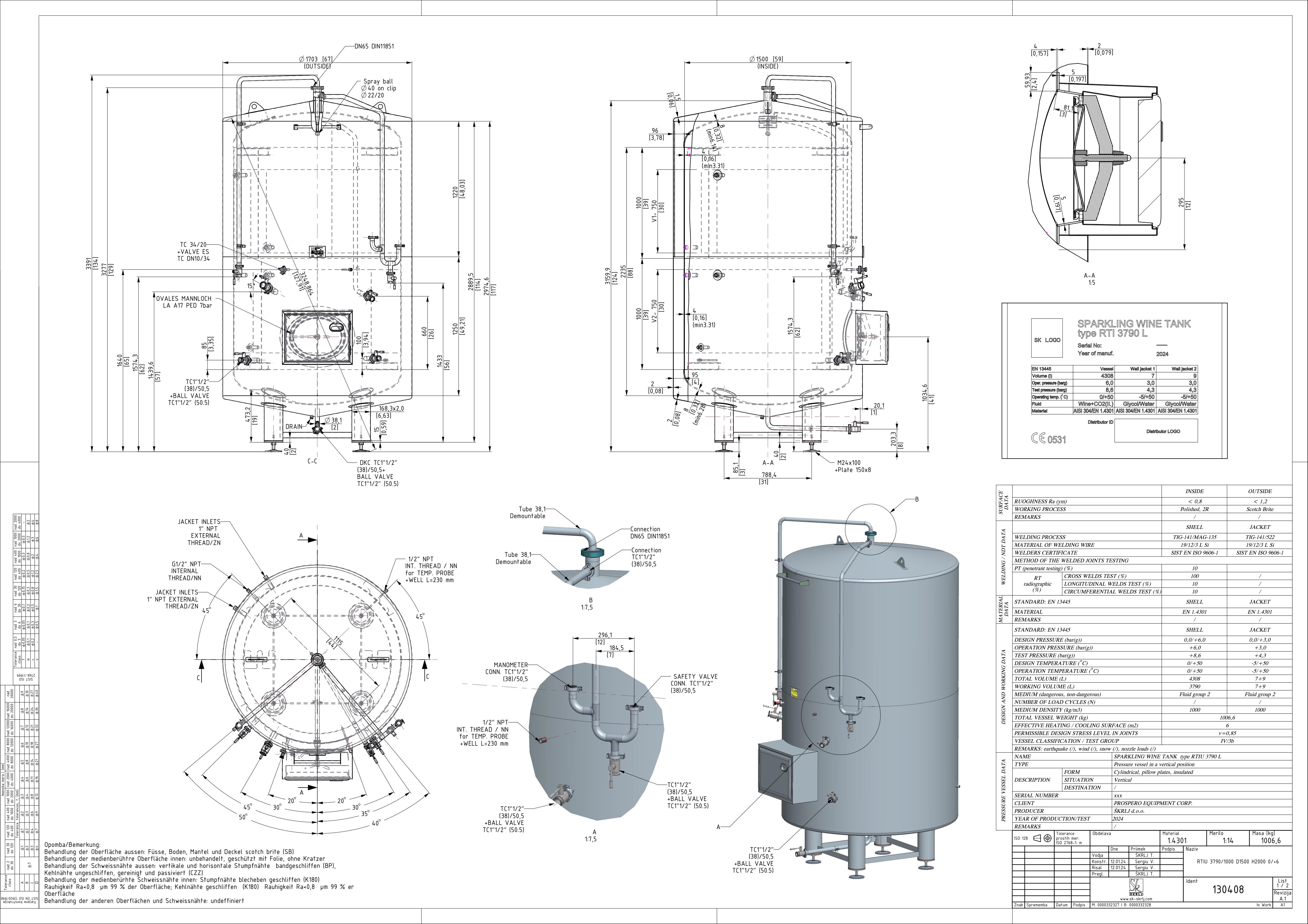 Sparkling wine tank