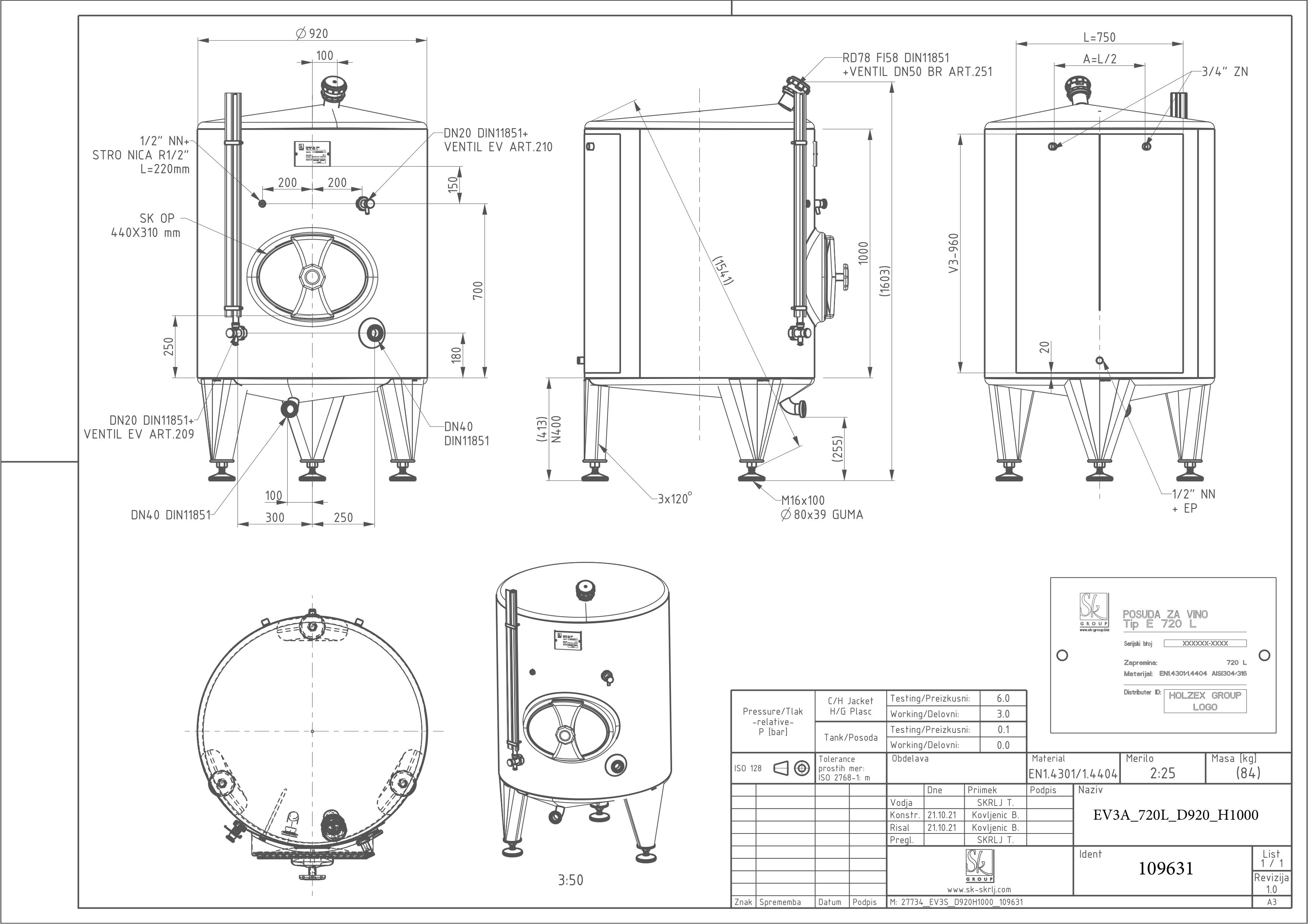 Classic storage tank with double jacket