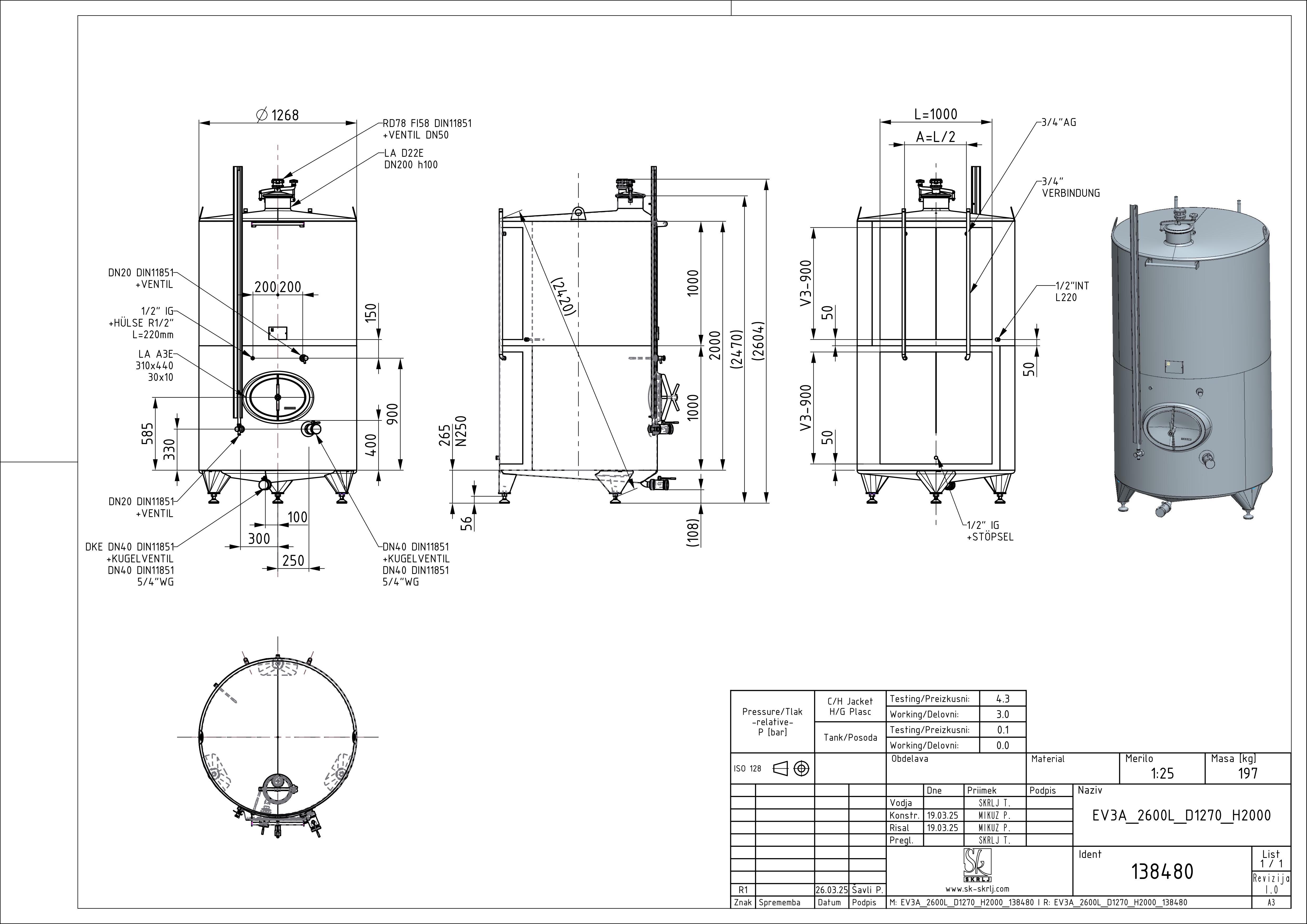 Classic storage tank with double jacket