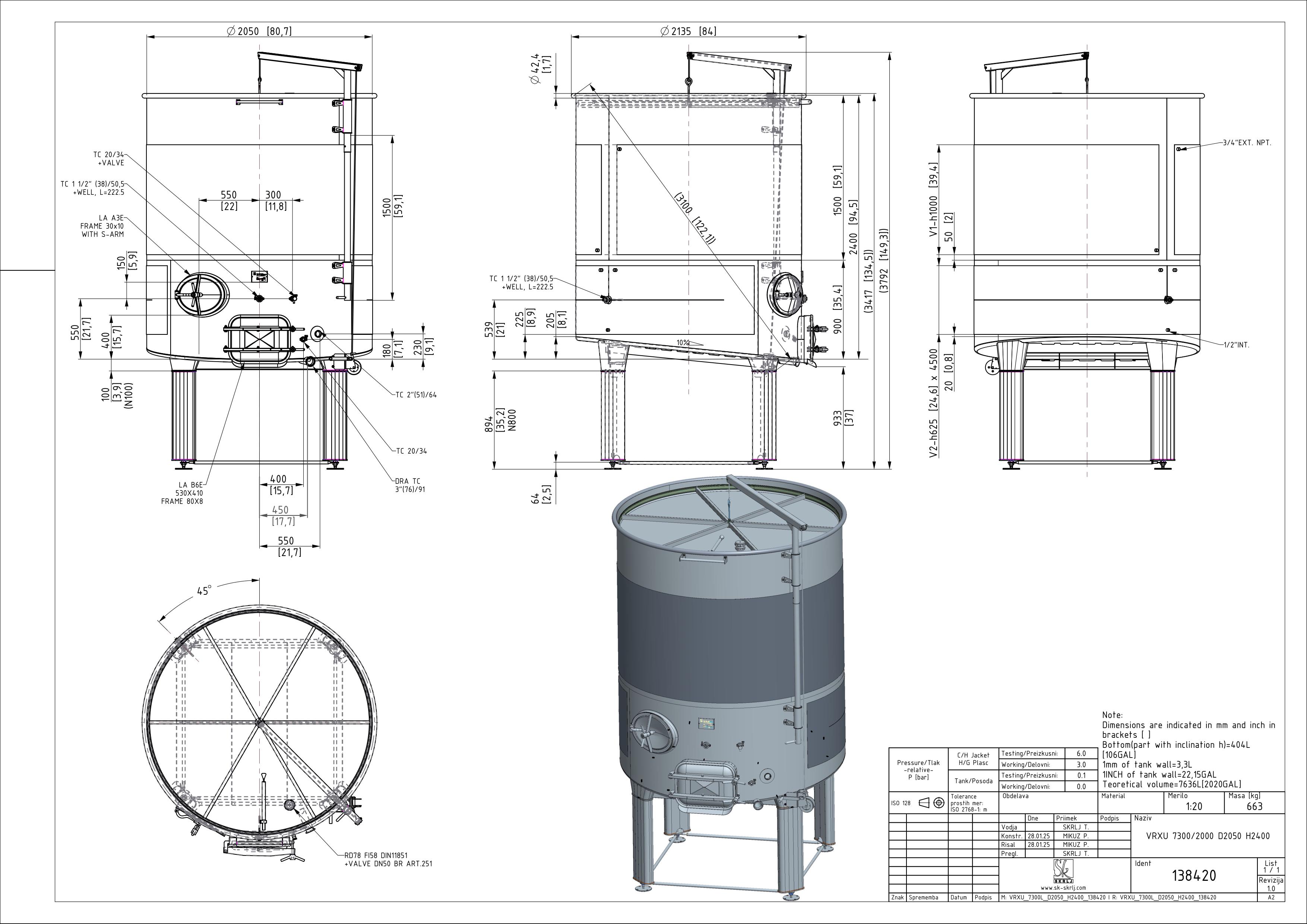 Variable capacity red wine tank