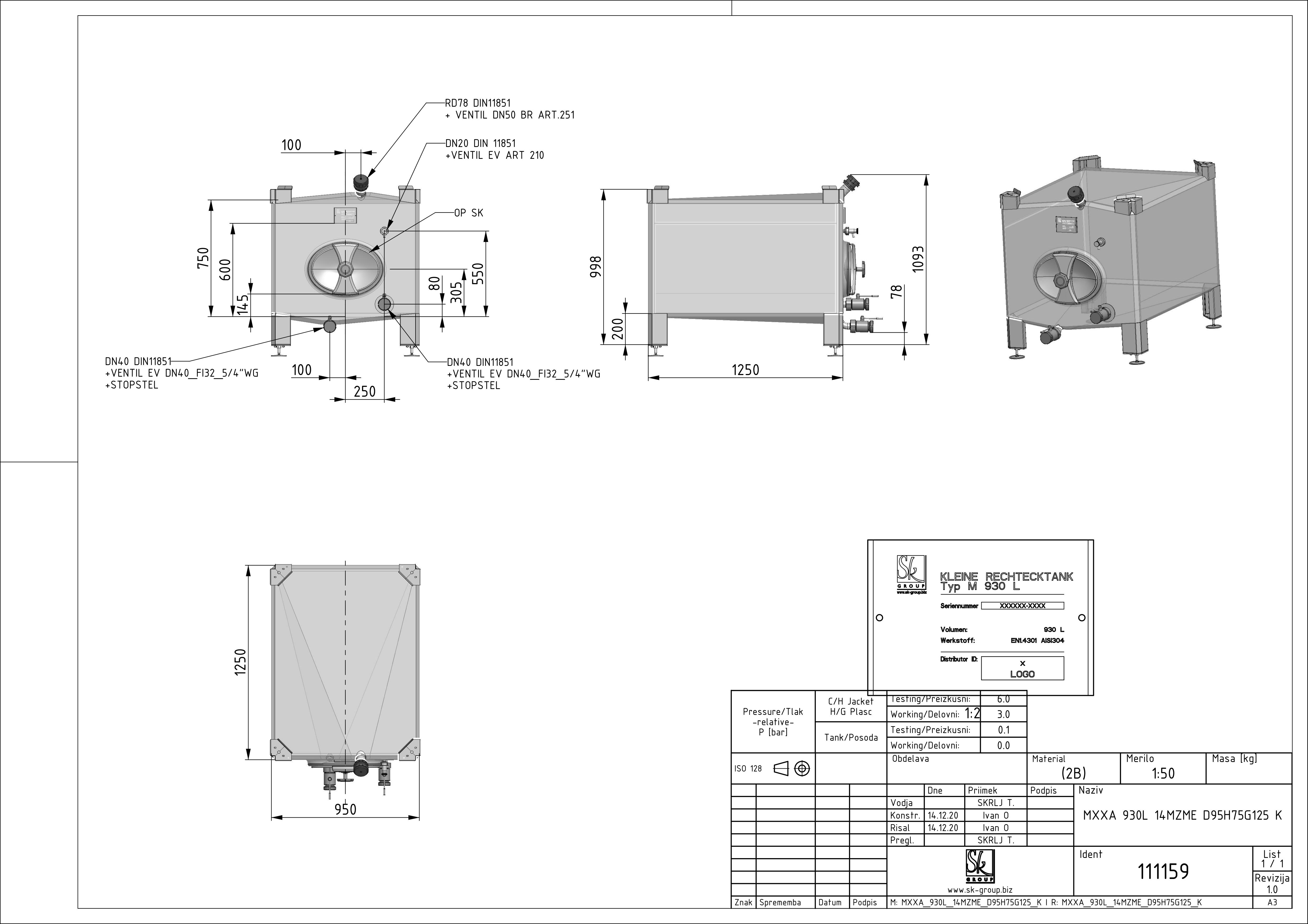 Small rectangular storage tank
