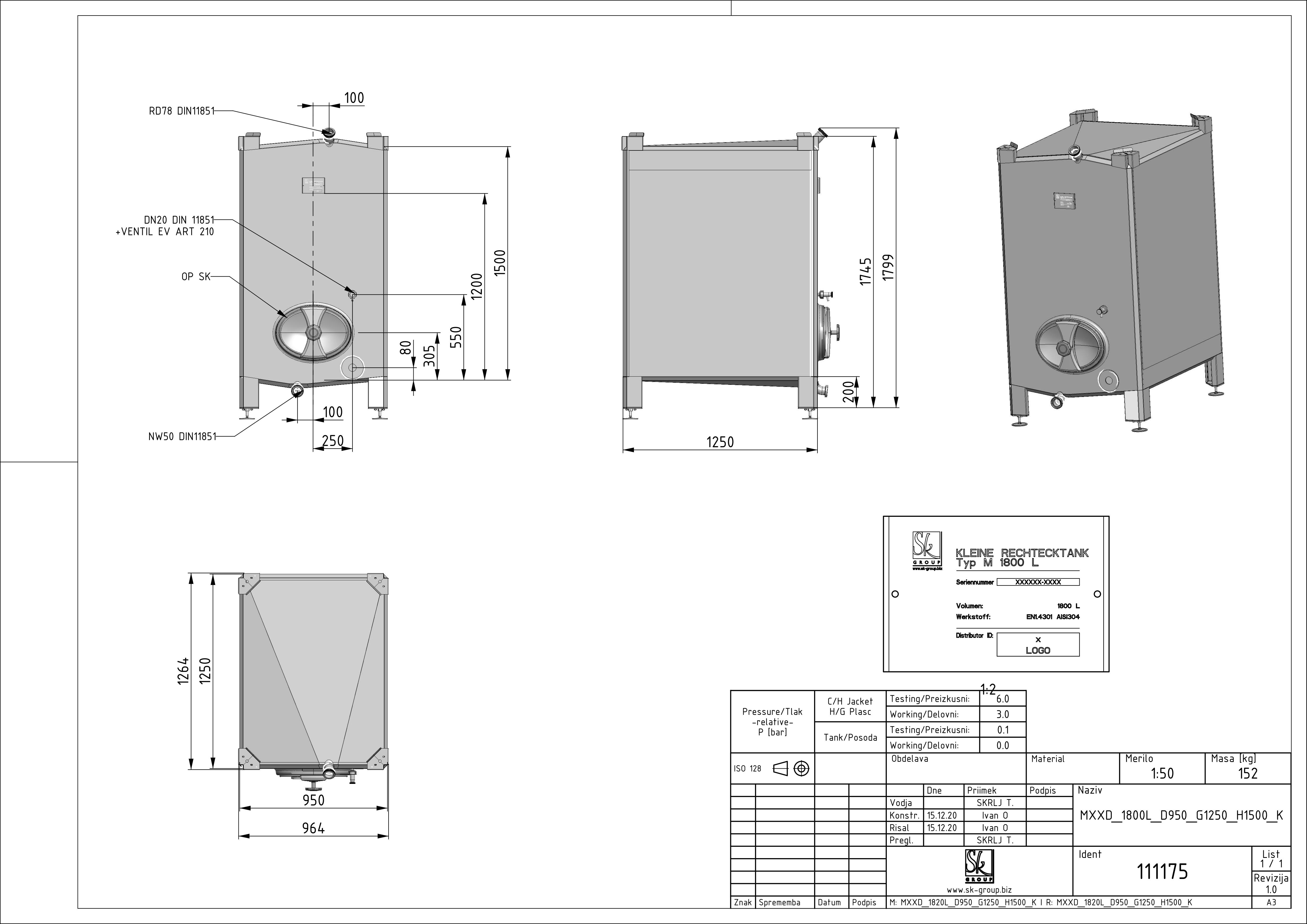 Small rectangular storage tank