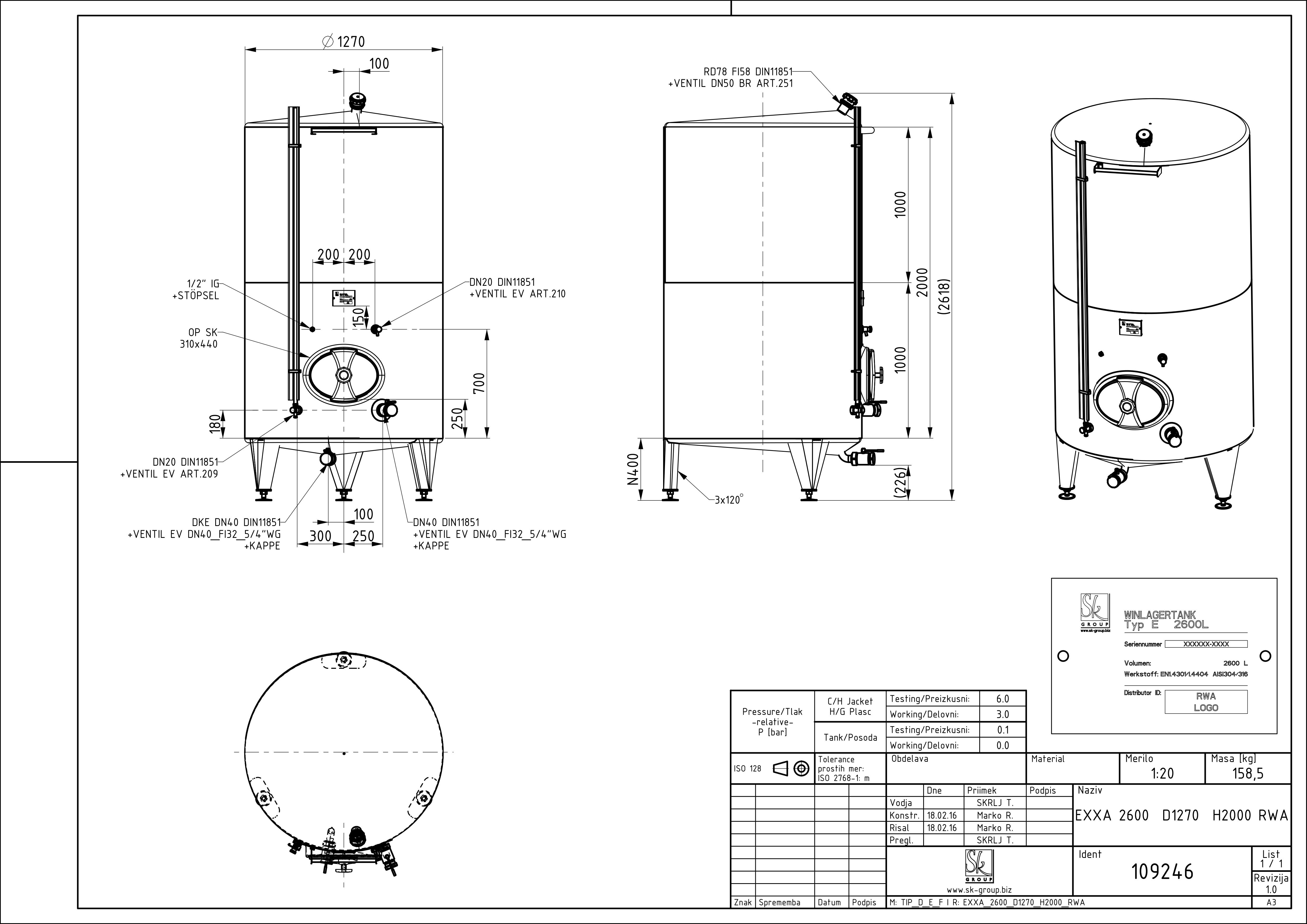 Classic storage tank