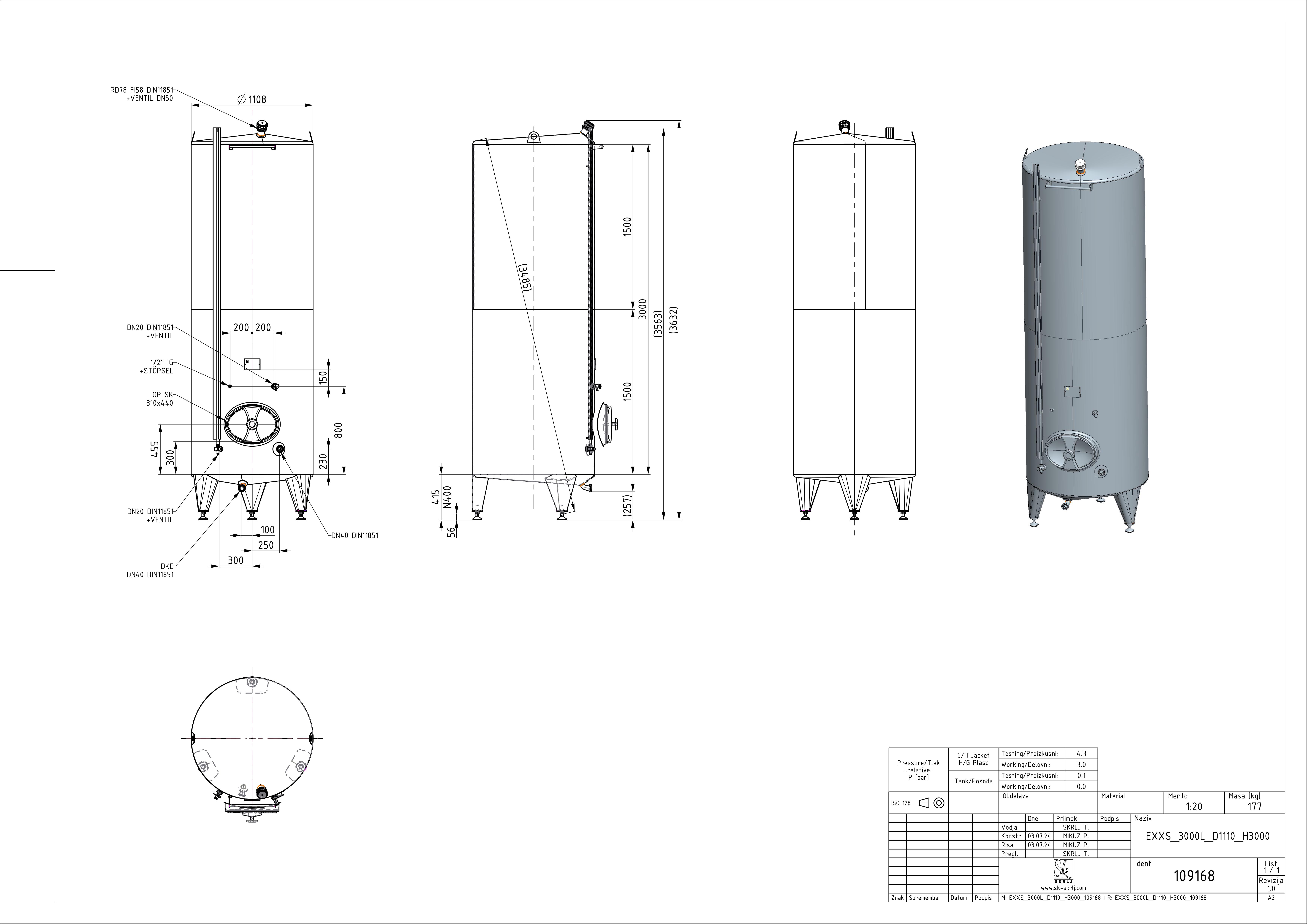 Classic storage tank