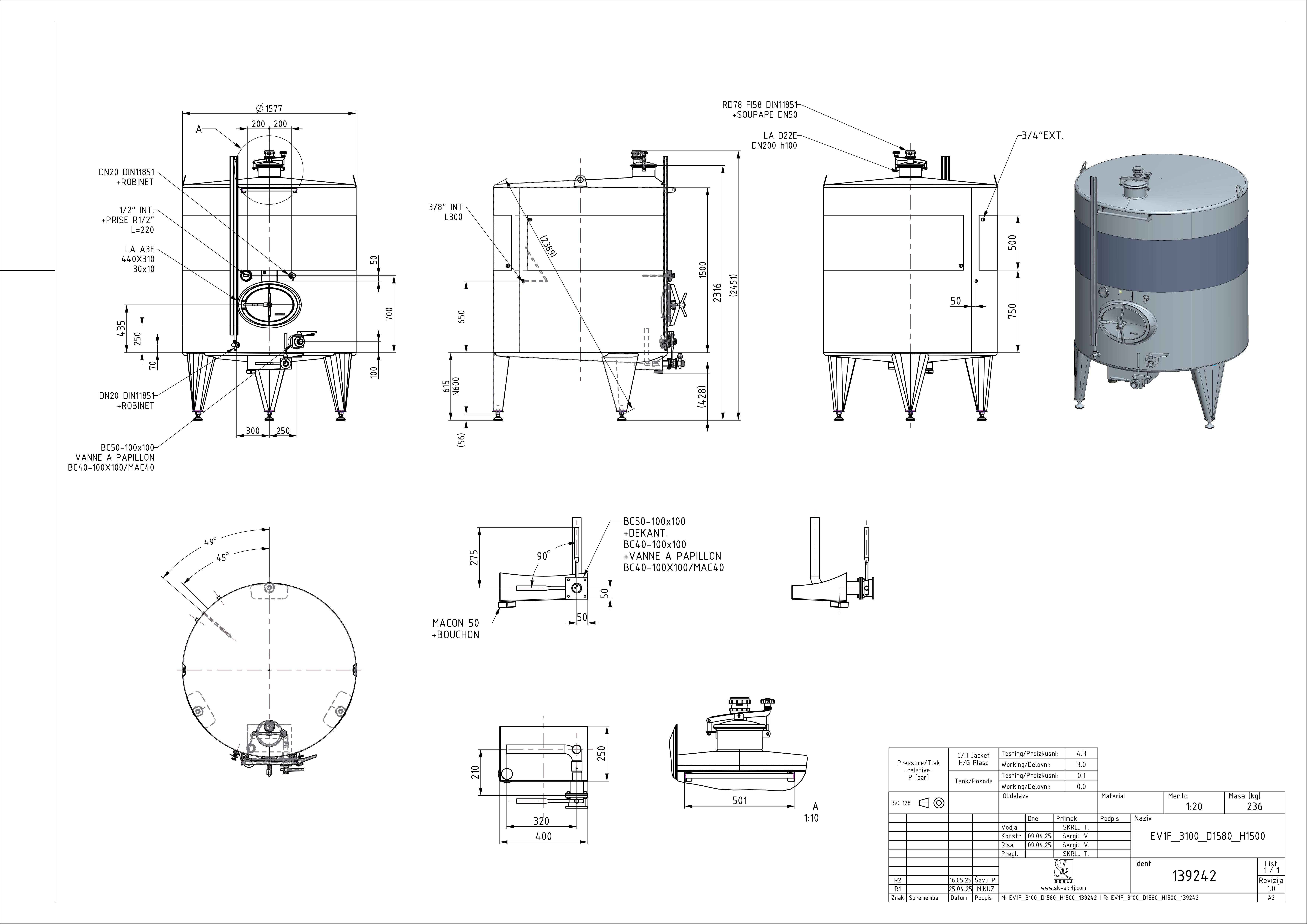 Classic storage tank with double jacket