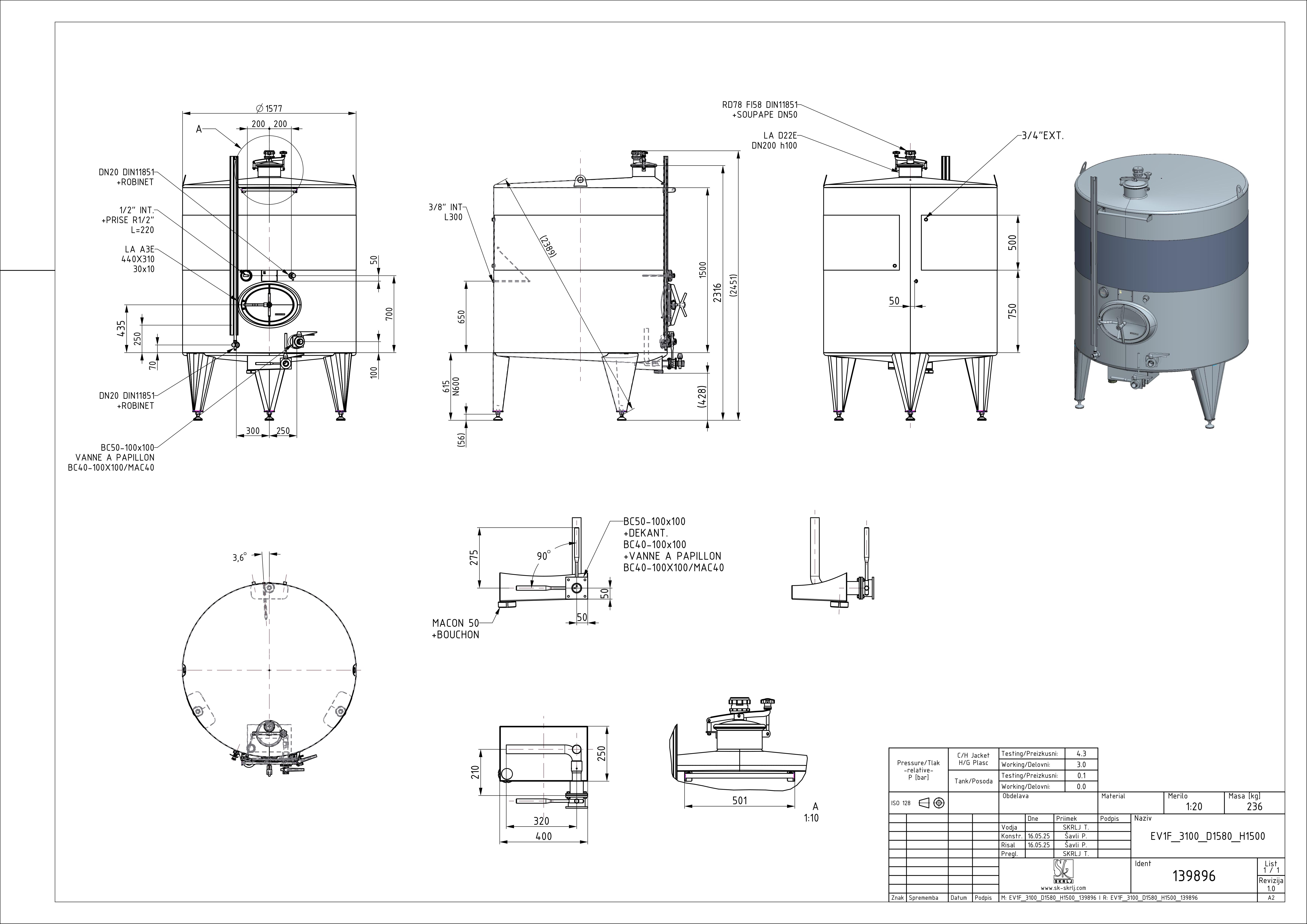 Classic storage tank with double jacket