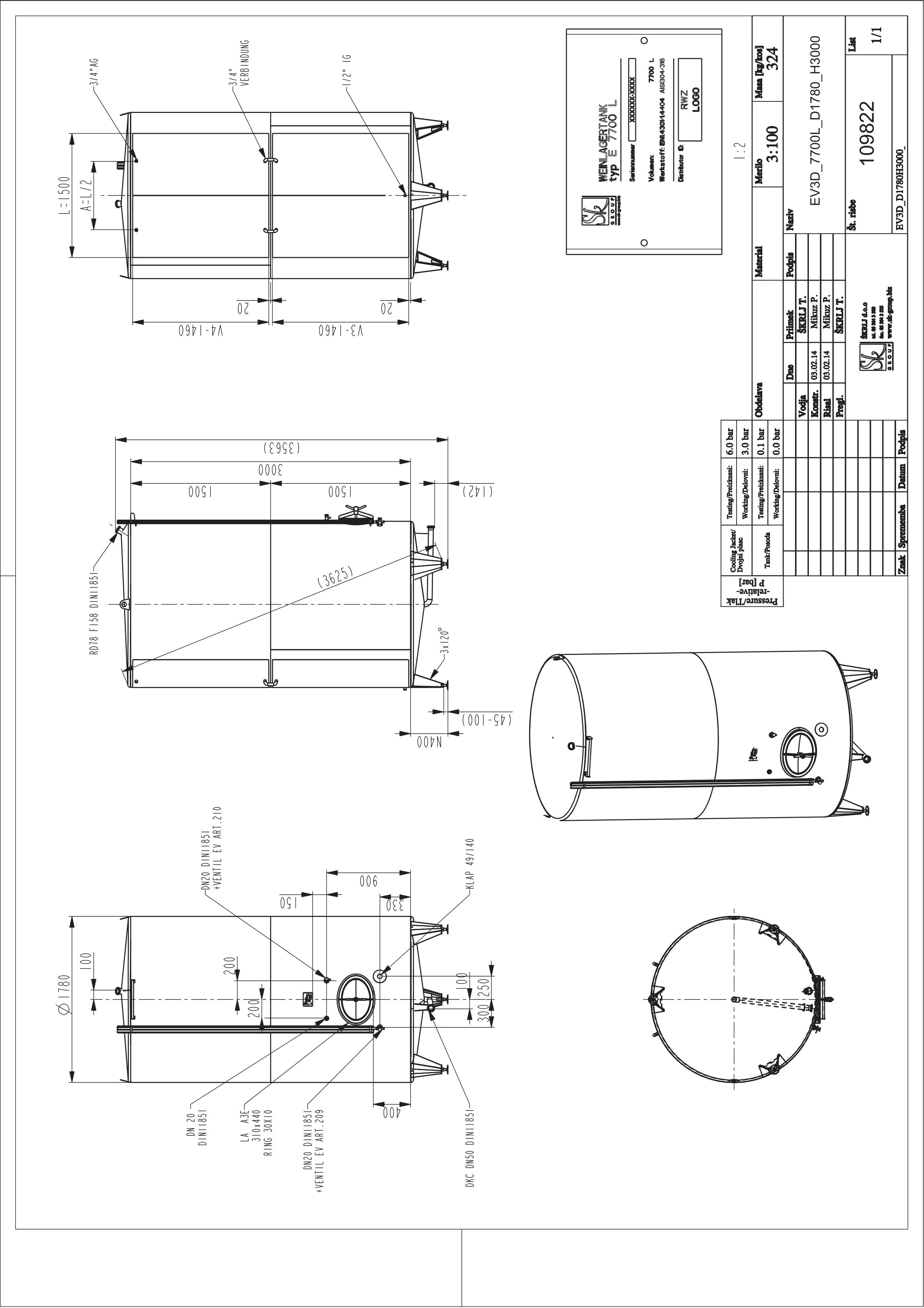Classic storage tank with double jacket