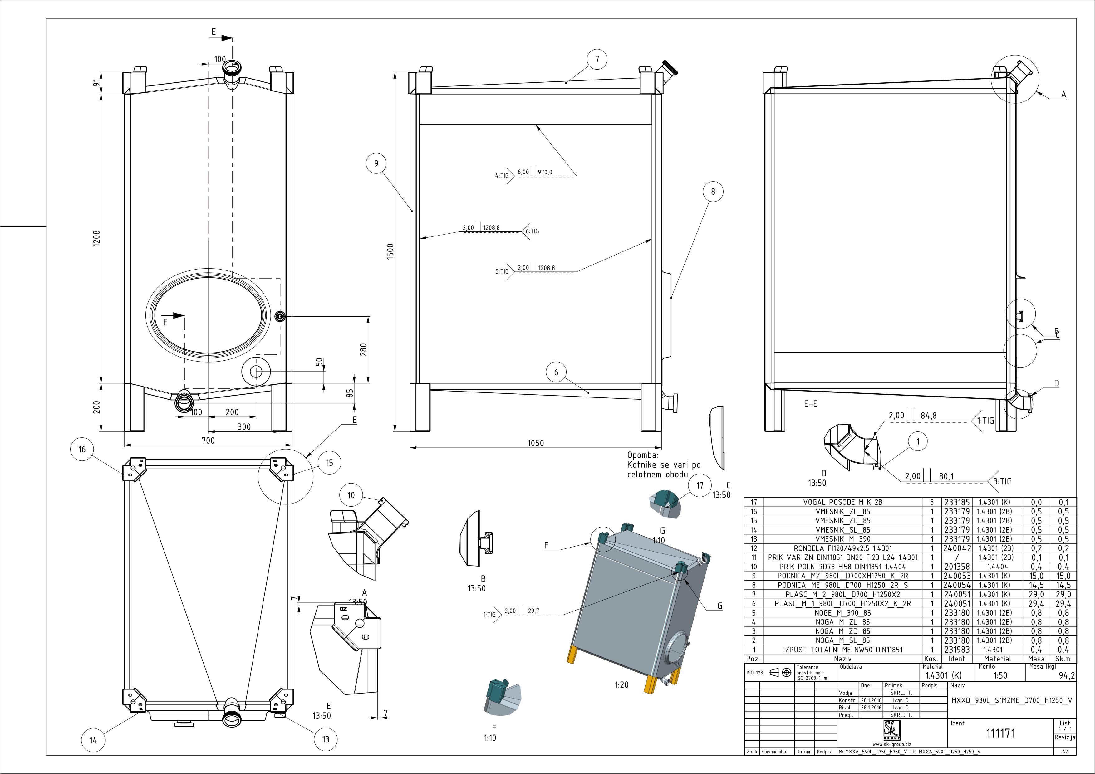 Small rectangular storage tank