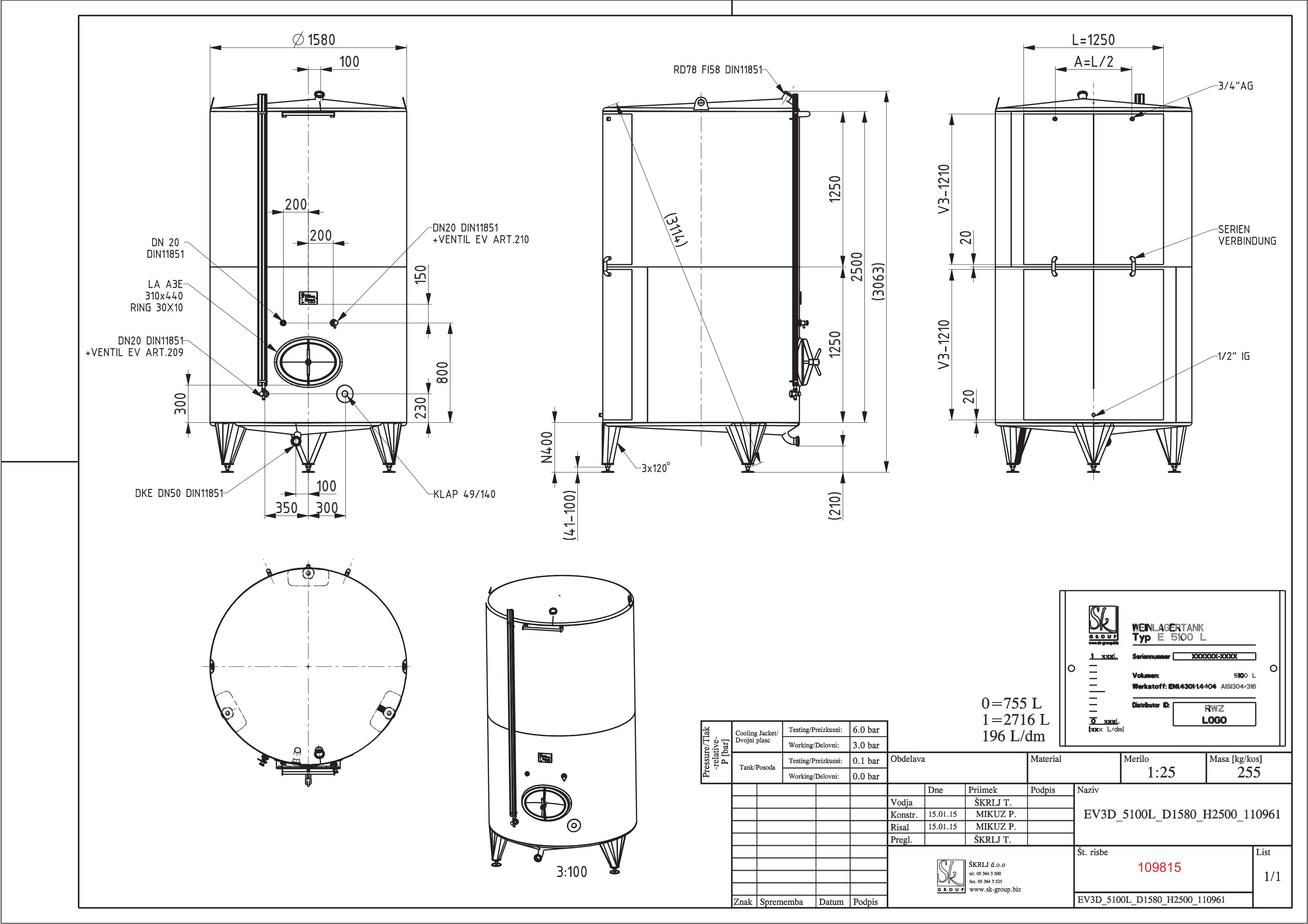 Classic storage tank with double jacket