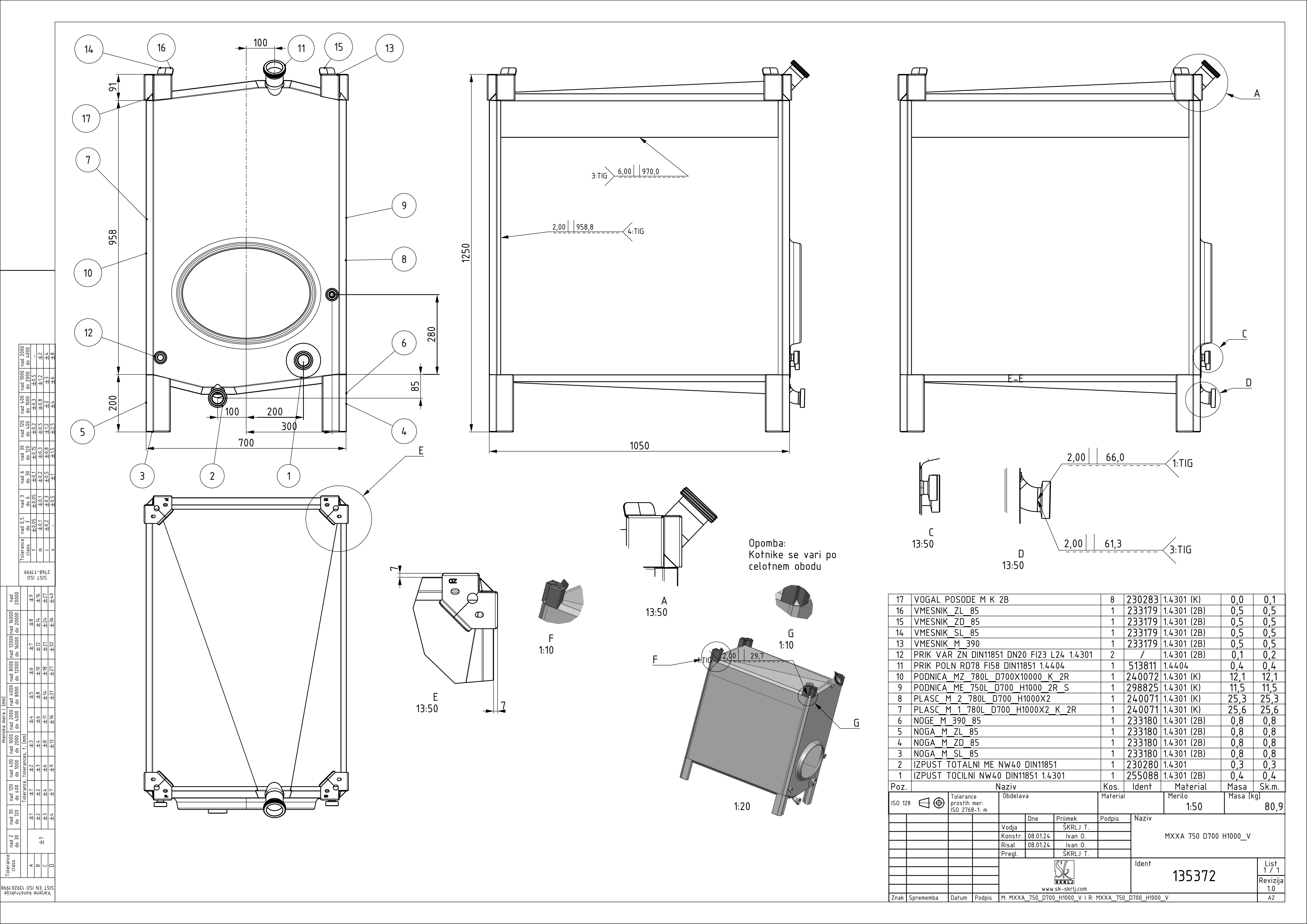 Small rectangular storage tank