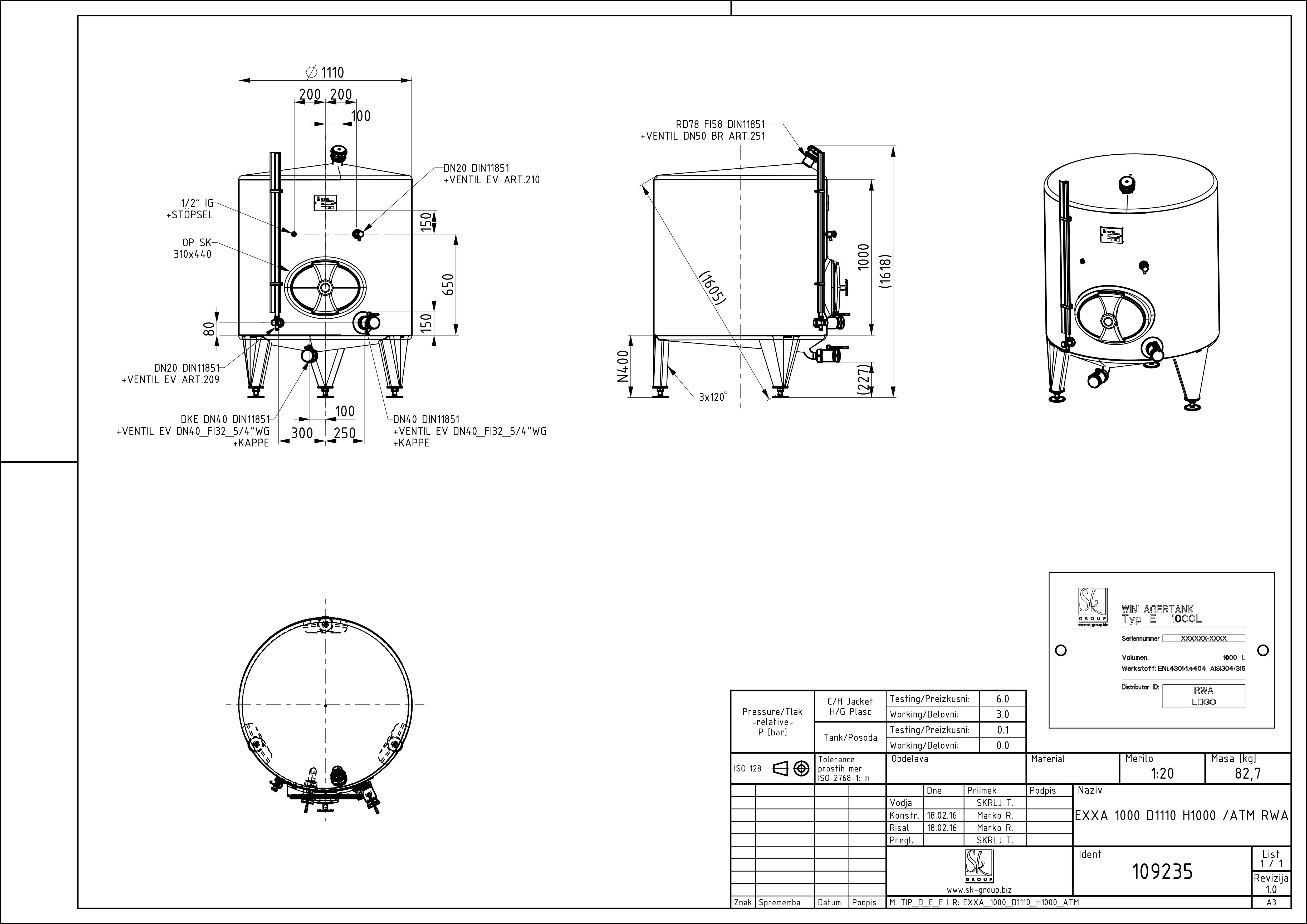 Classic storage tank