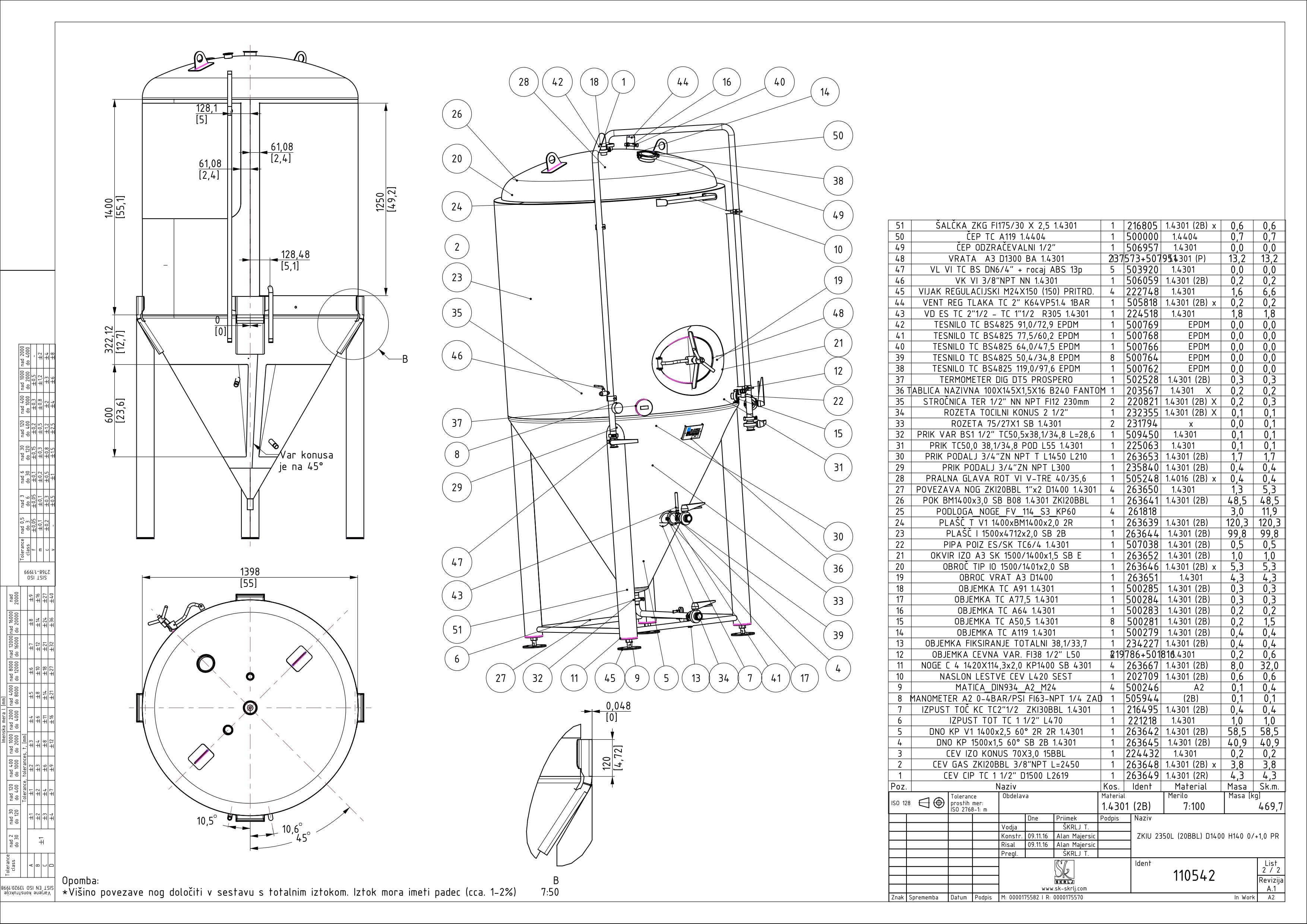 Cylindroconical fermentation and storage tank, insulated