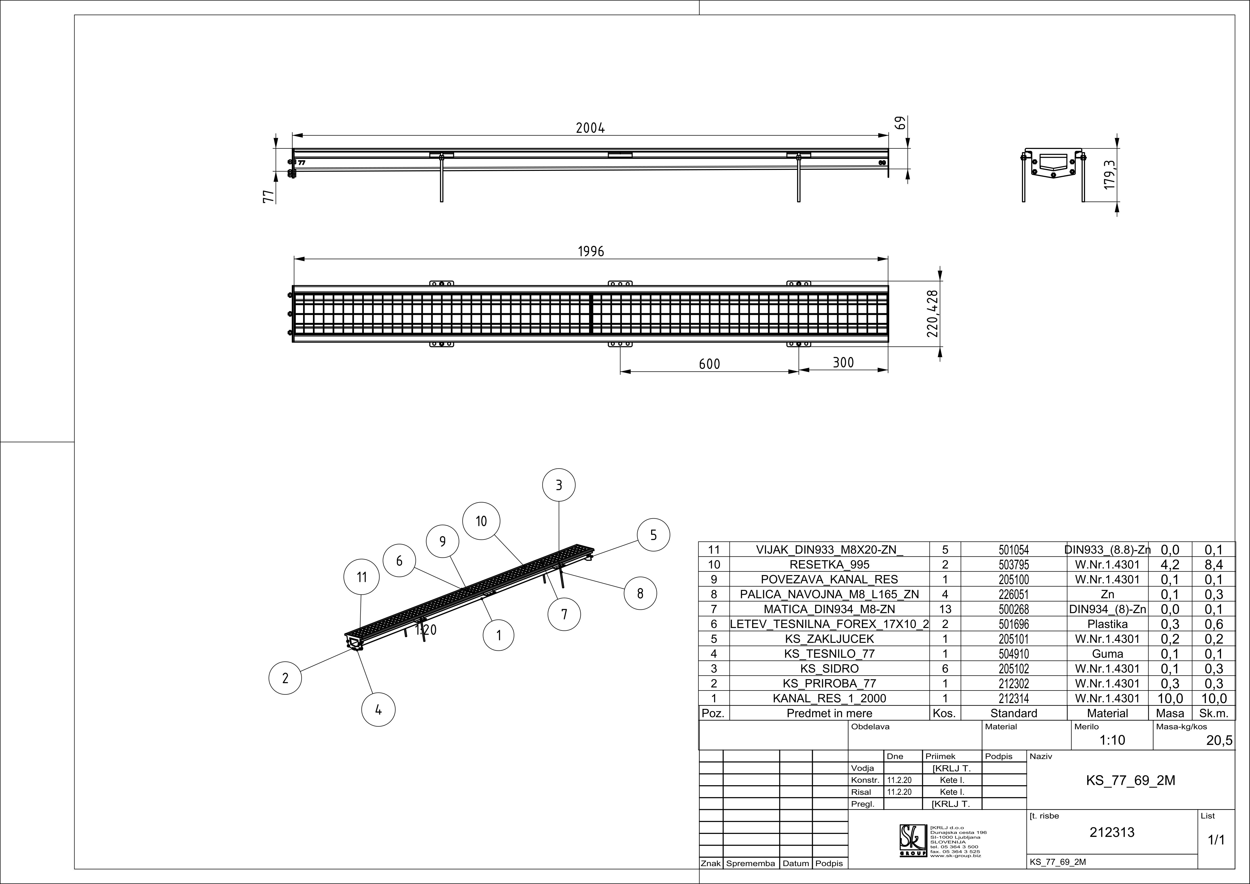KS, drainage chanell, box type with grating