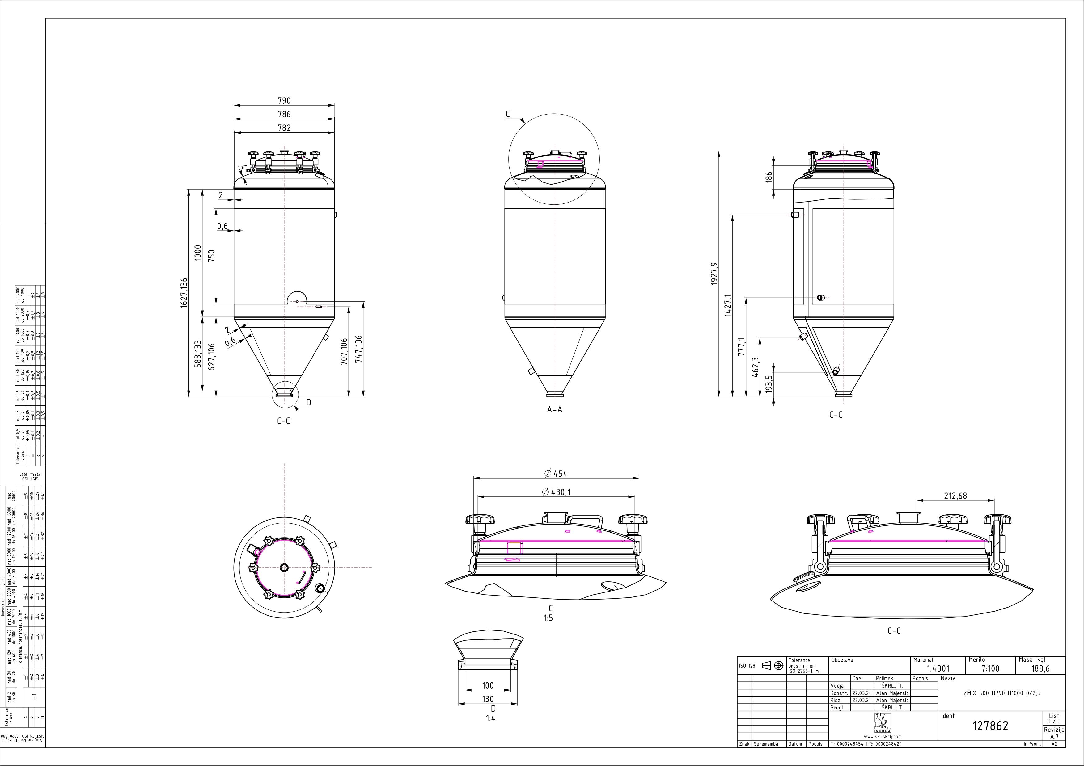 Cylindroconical fermentation and storage tank, insulated, mini
